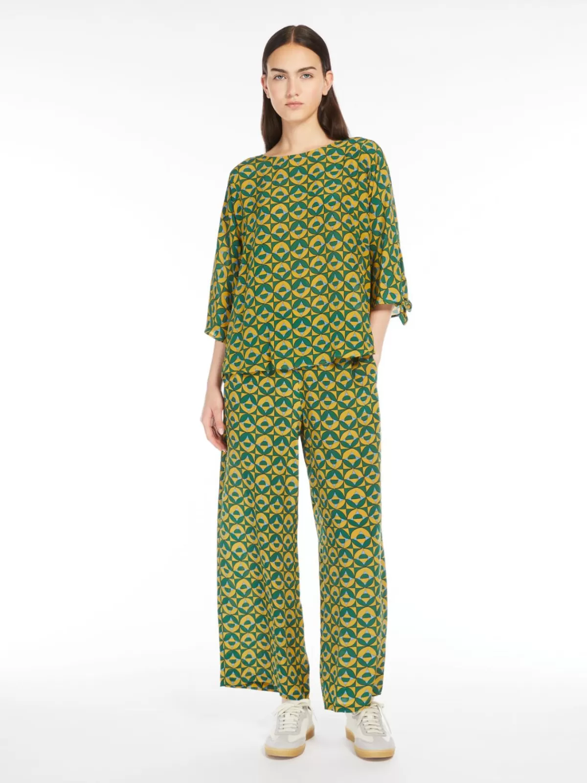 Blouses*Max Mara Printed crepe de chine blouse GREEN