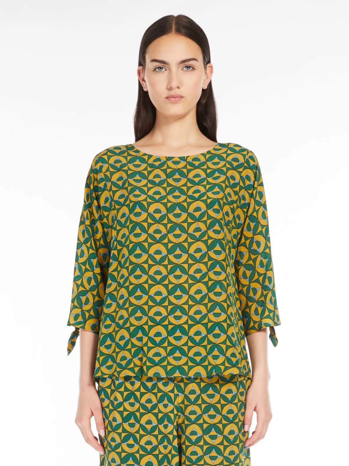 Blouses*Max Mara Printed crepe de chine blouse GREEN