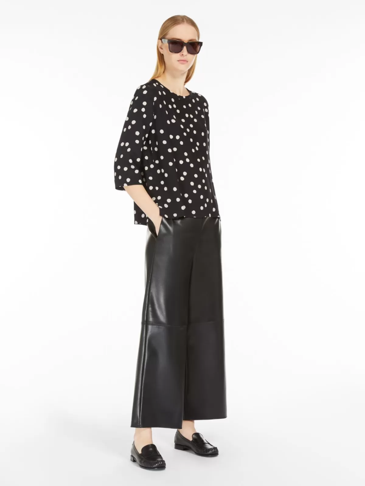 Blouses*Max Mara Printed crêpe de chine blouse BLACK