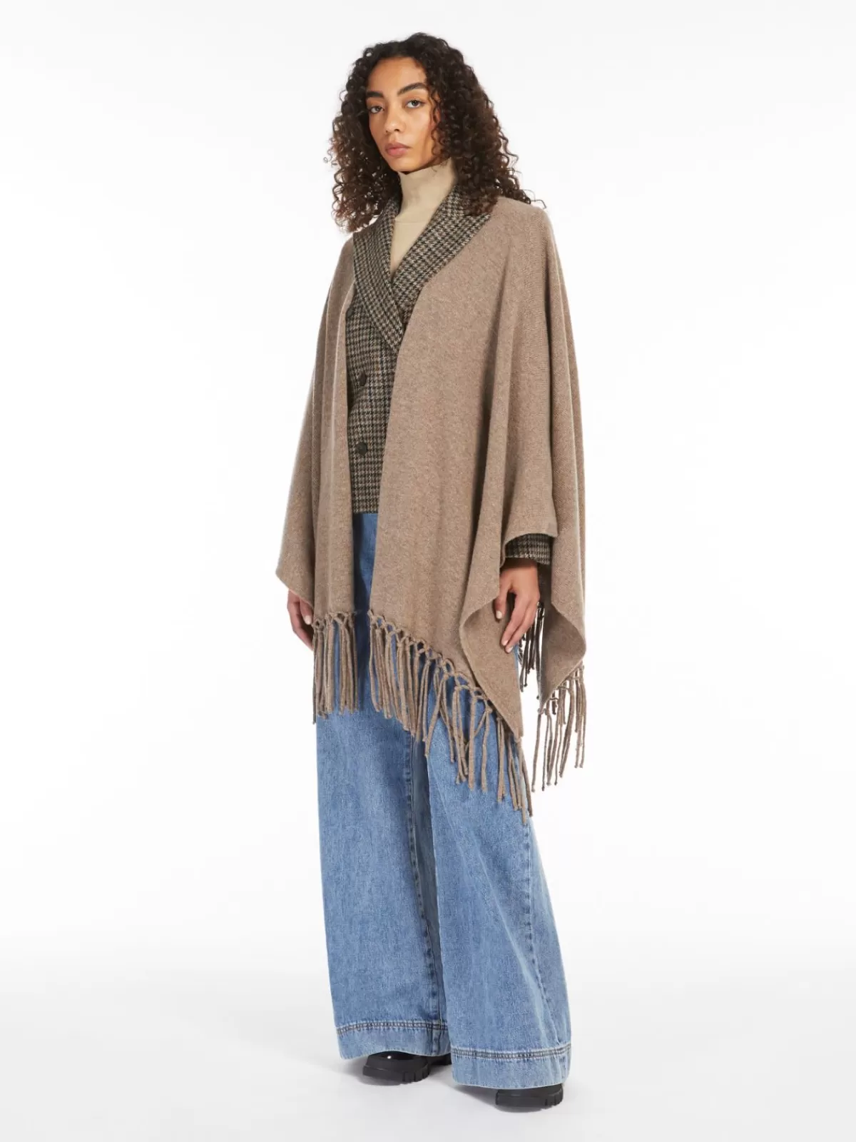 Capes*Max Mara Pure wool poncho LIGHTBROWN