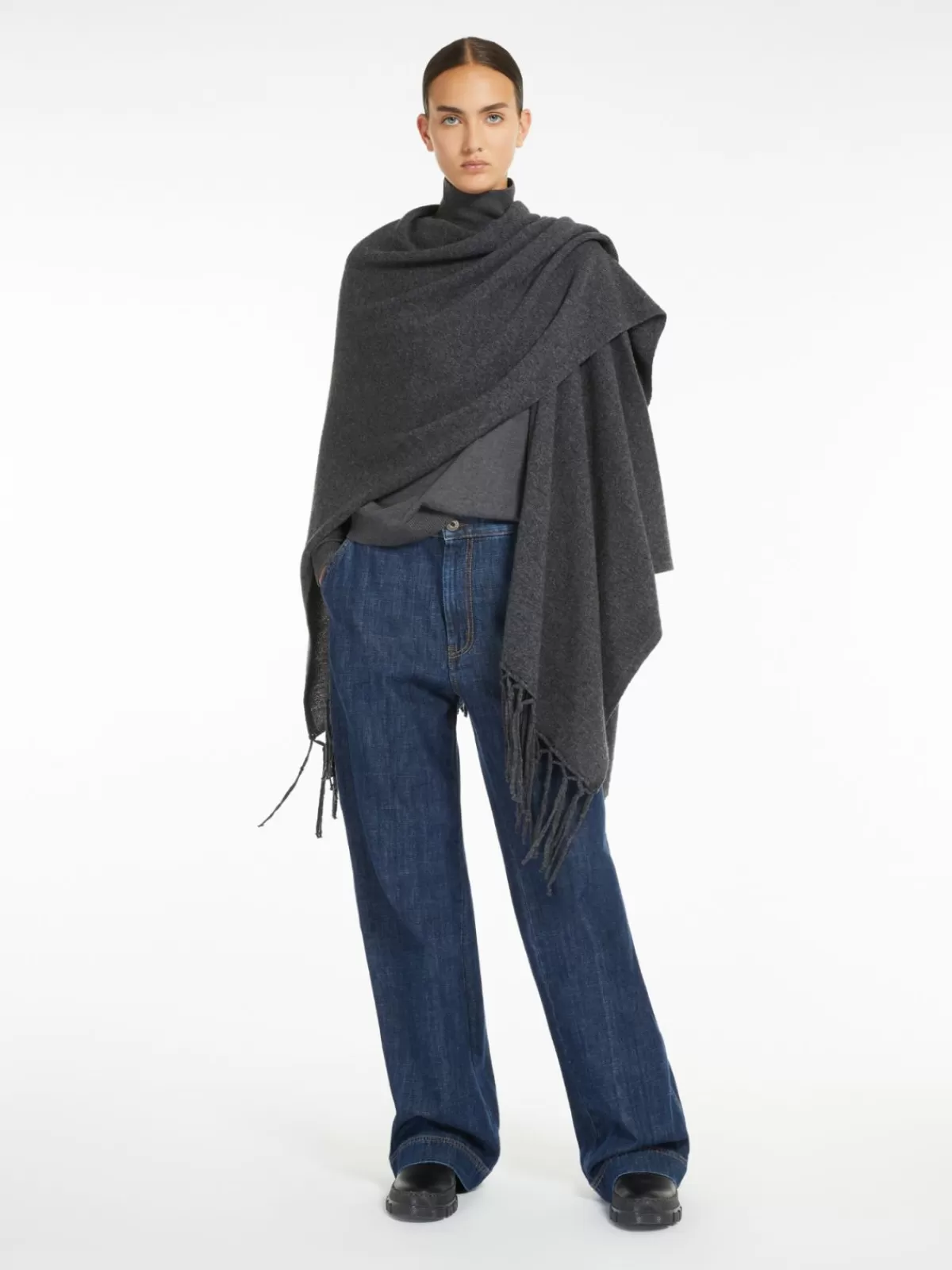 Capes*Max Mara Pure wool poncho DARKGREY