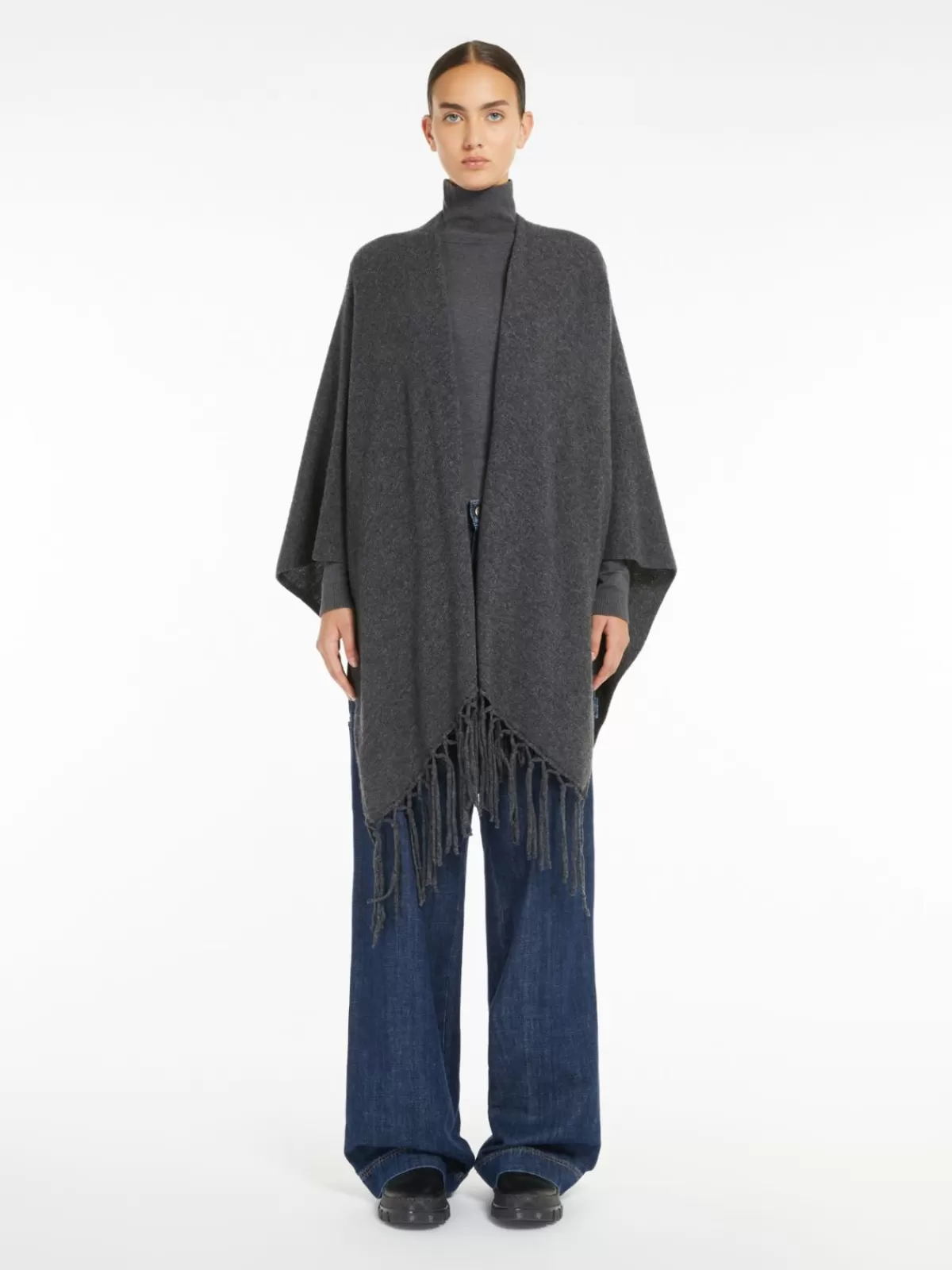 Capes*Max Mara Pure wool poncho DARKGREY