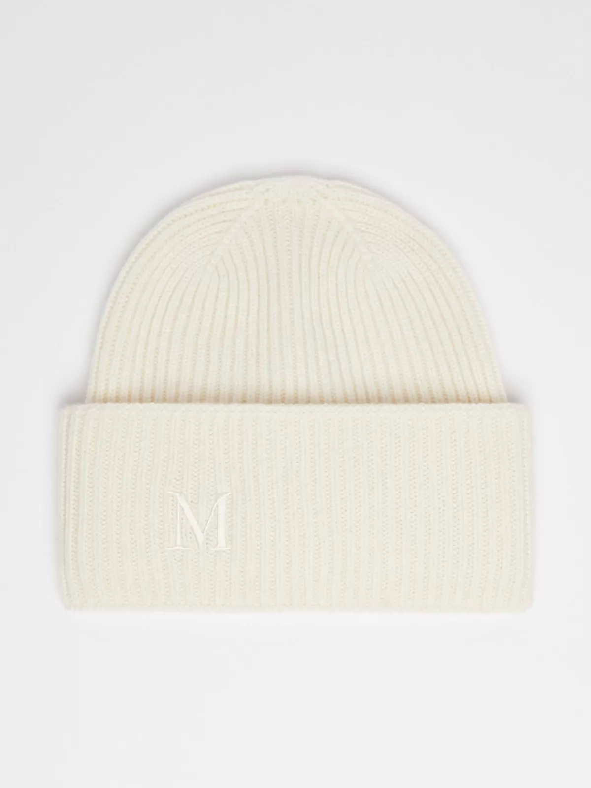 Hats*Max Mara Ribbed cashmere beanie WHITE