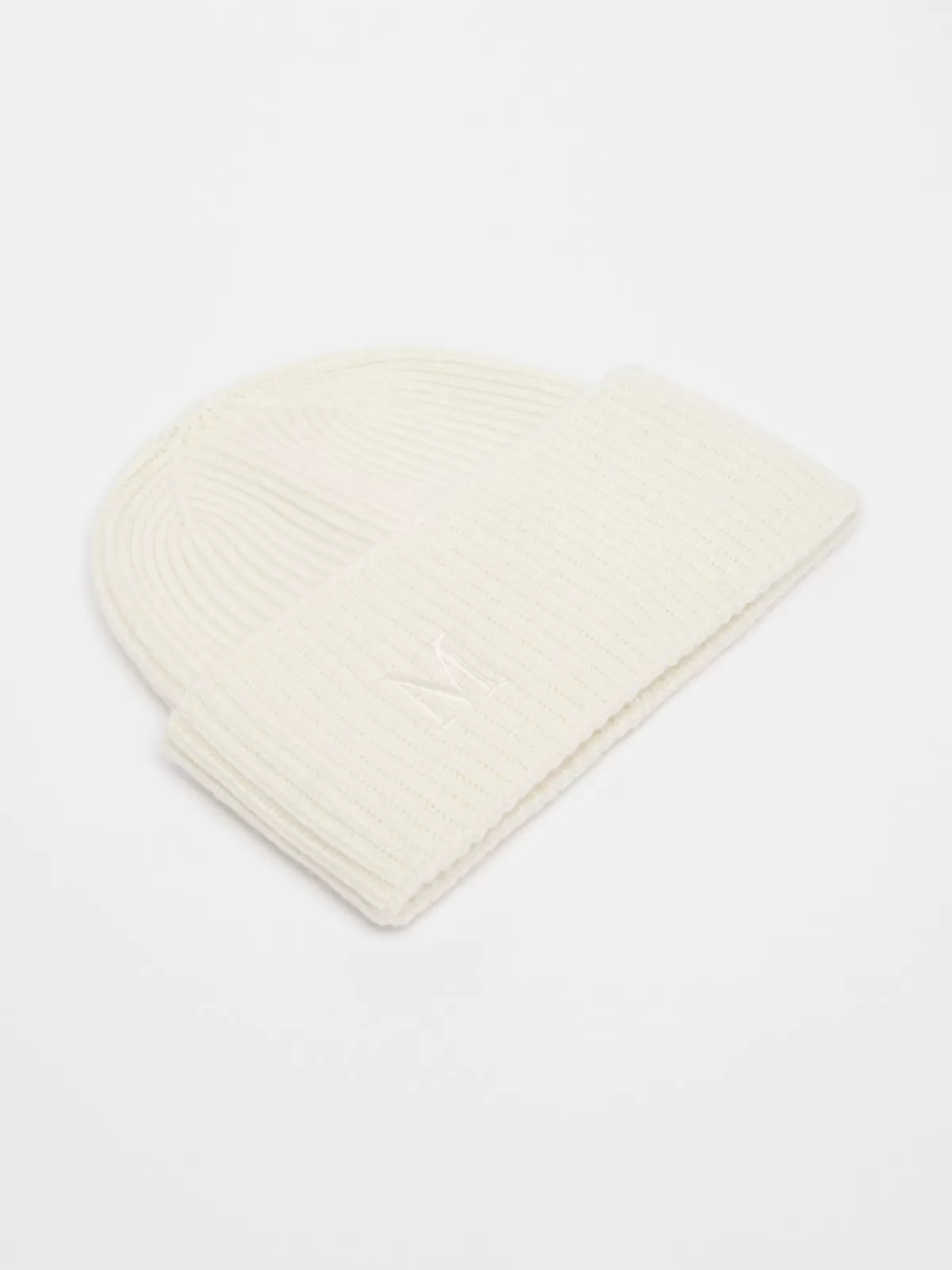 Hats*Max Mara Ribbed cashmere beanie WHITE