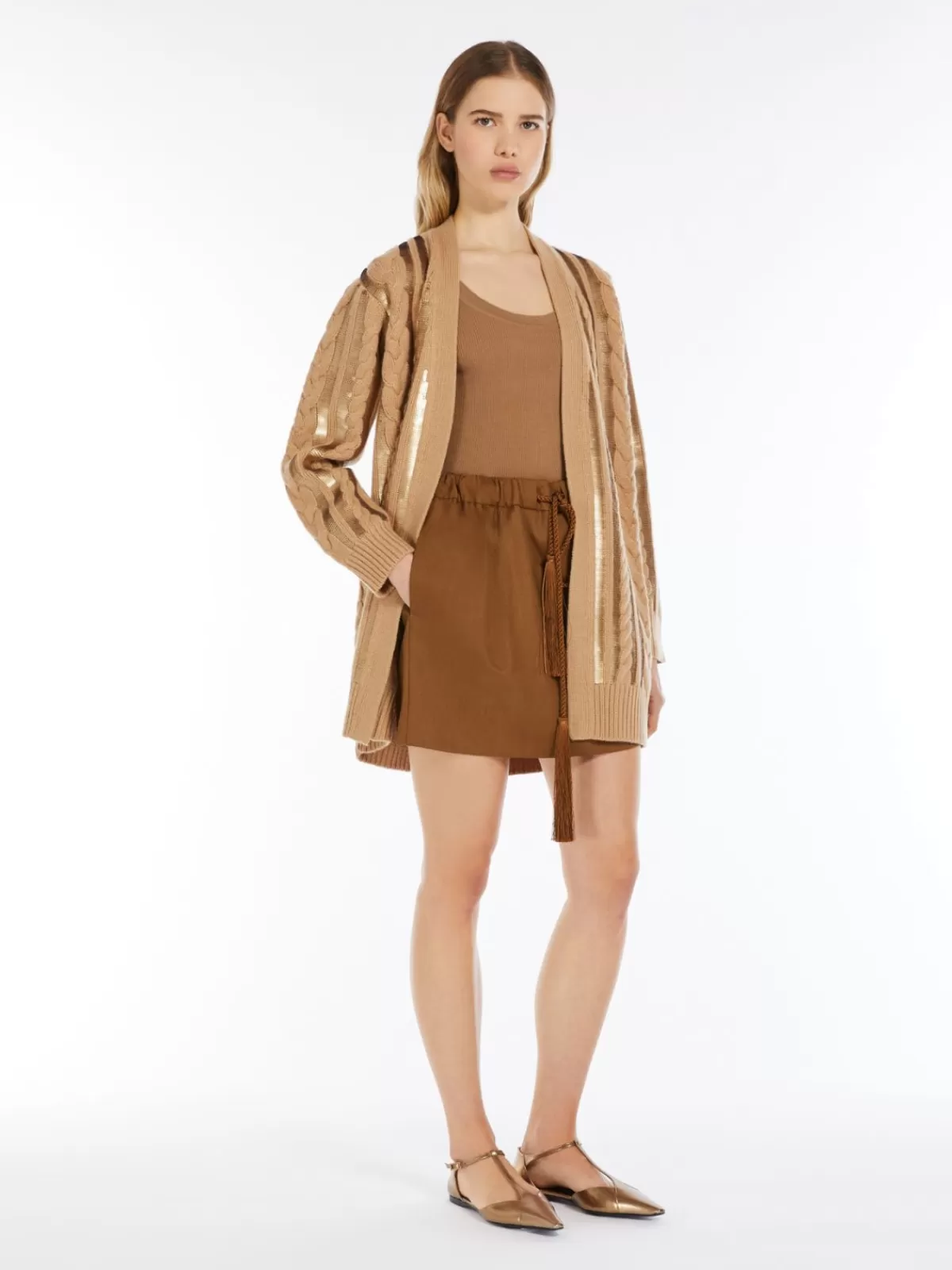 Knitwear*Max Mara Ribbed wool top CAMEL