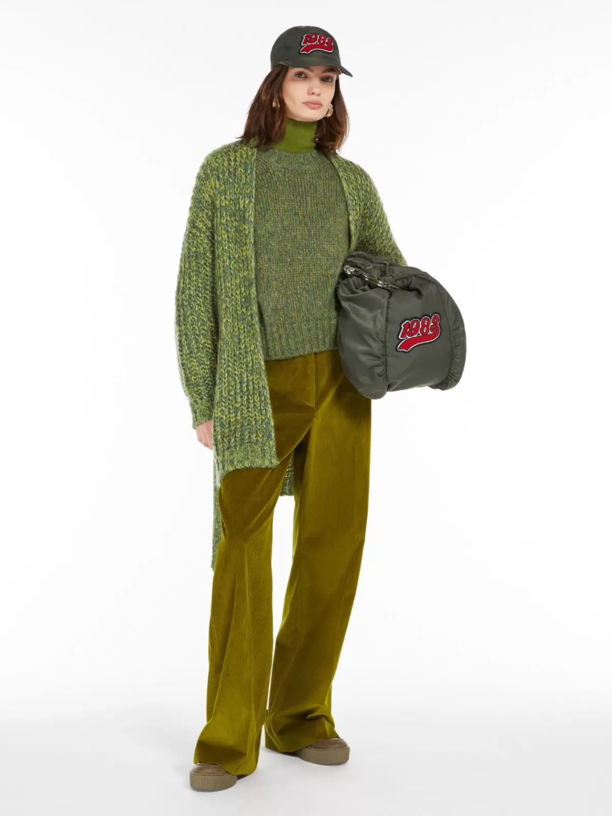 Knitwear*Max Mara Rib-knit mohair chiné cardigan GREEN