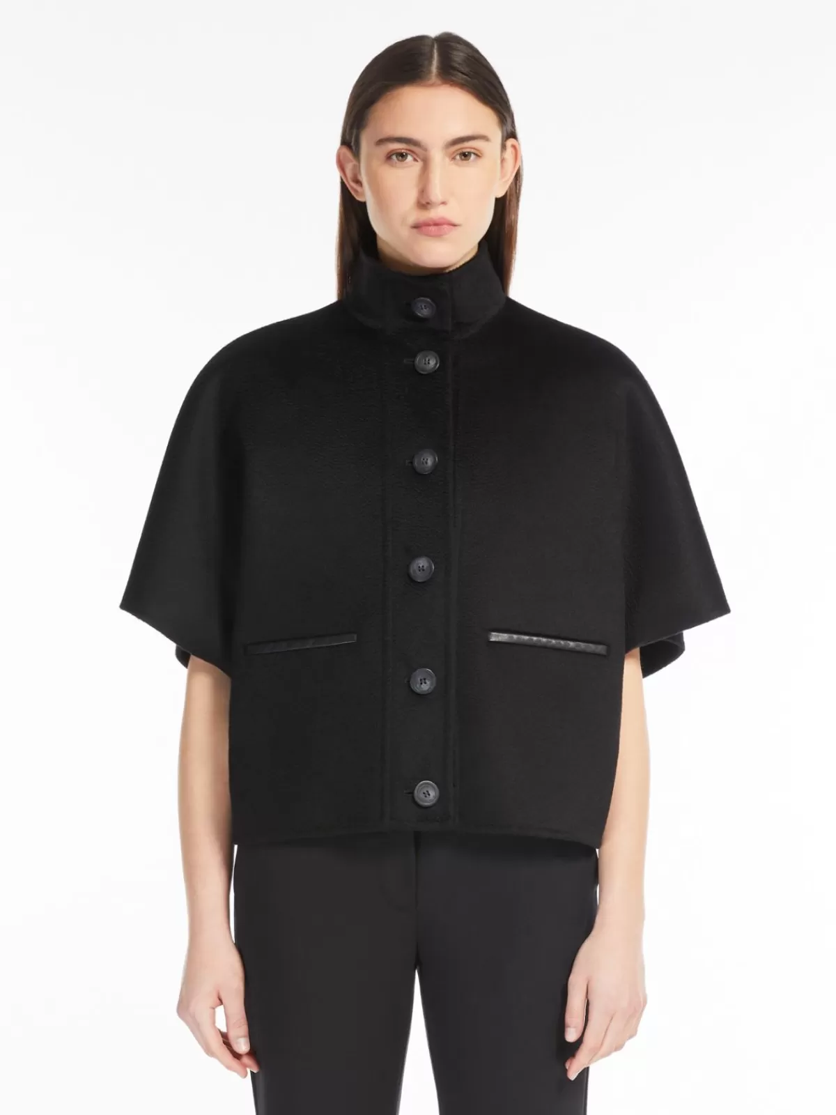 Capes*Max Mara Short cashmere cape BLACK