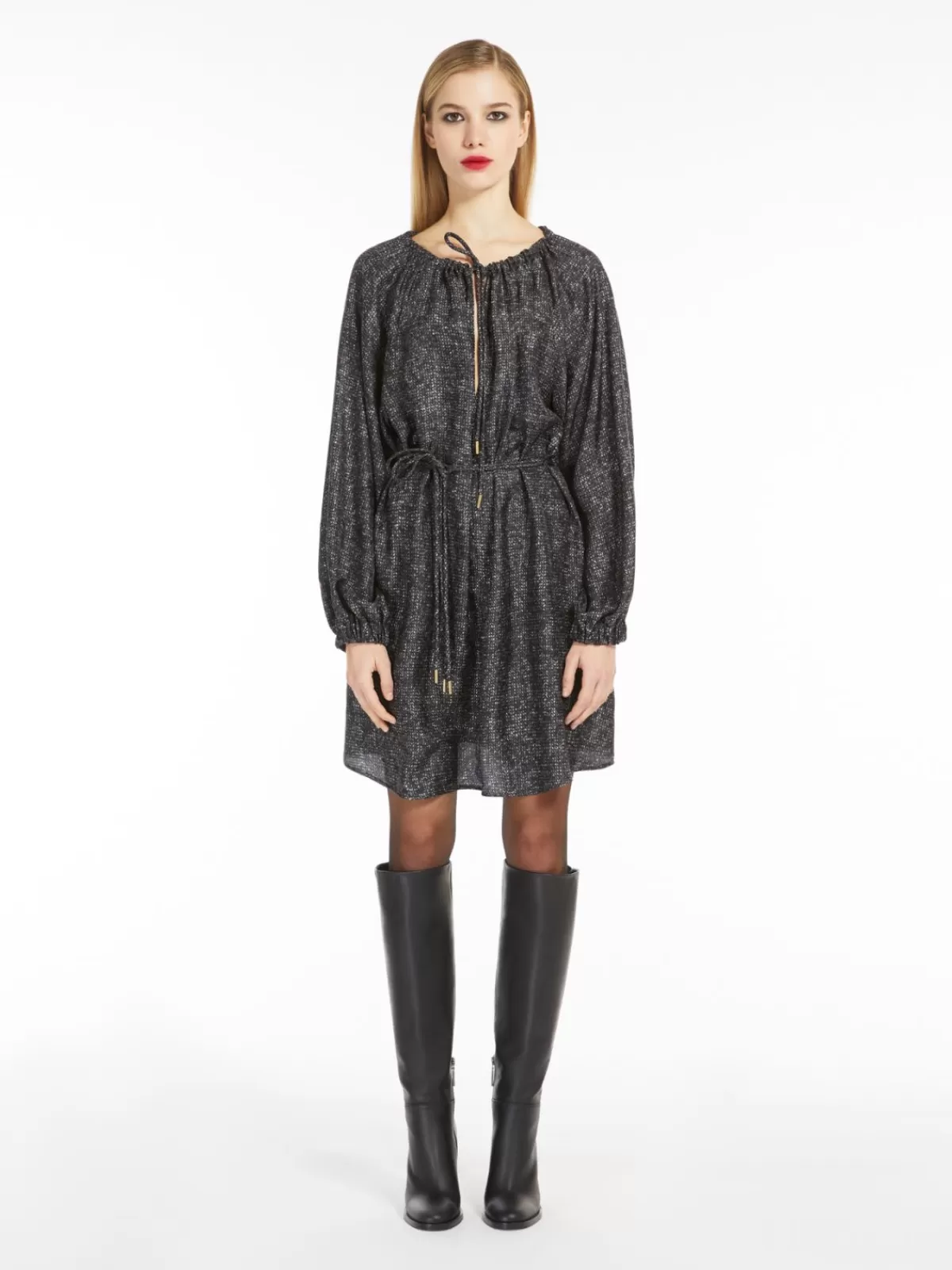 Dresses*Max Mara Short printed twill dress DARKGREY