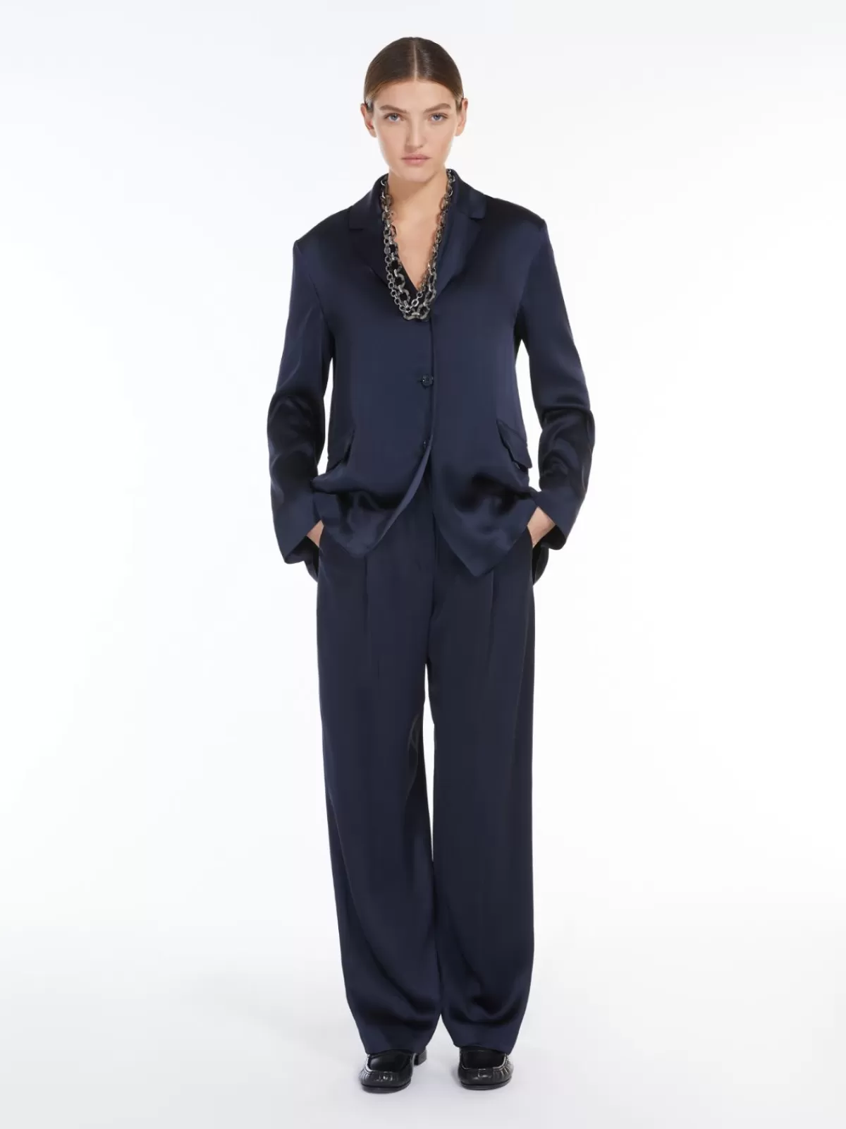 Jackets And Blazers | Suit*Max Mara Single-breasted satin jacket MIDNIGHTBLUE