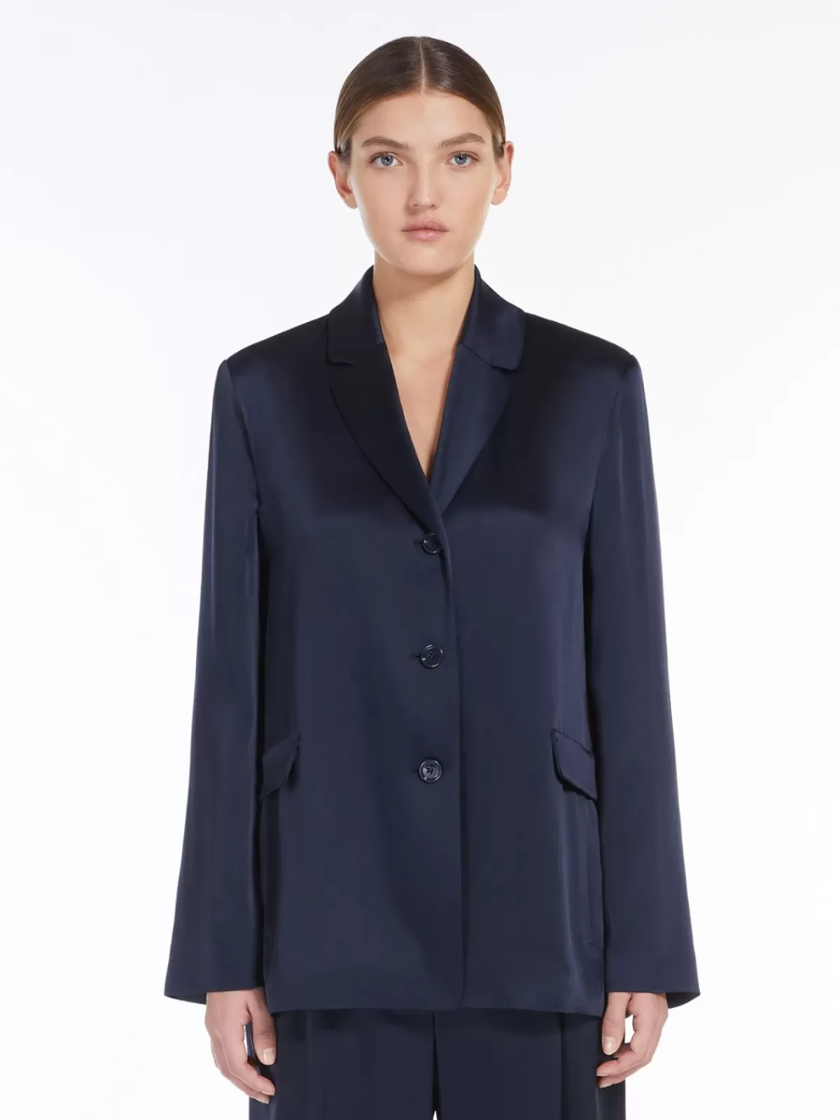 Jackets And Blazers | Suit*Max Mara Single-breasted satin jacket MIDNIGHTBLUE