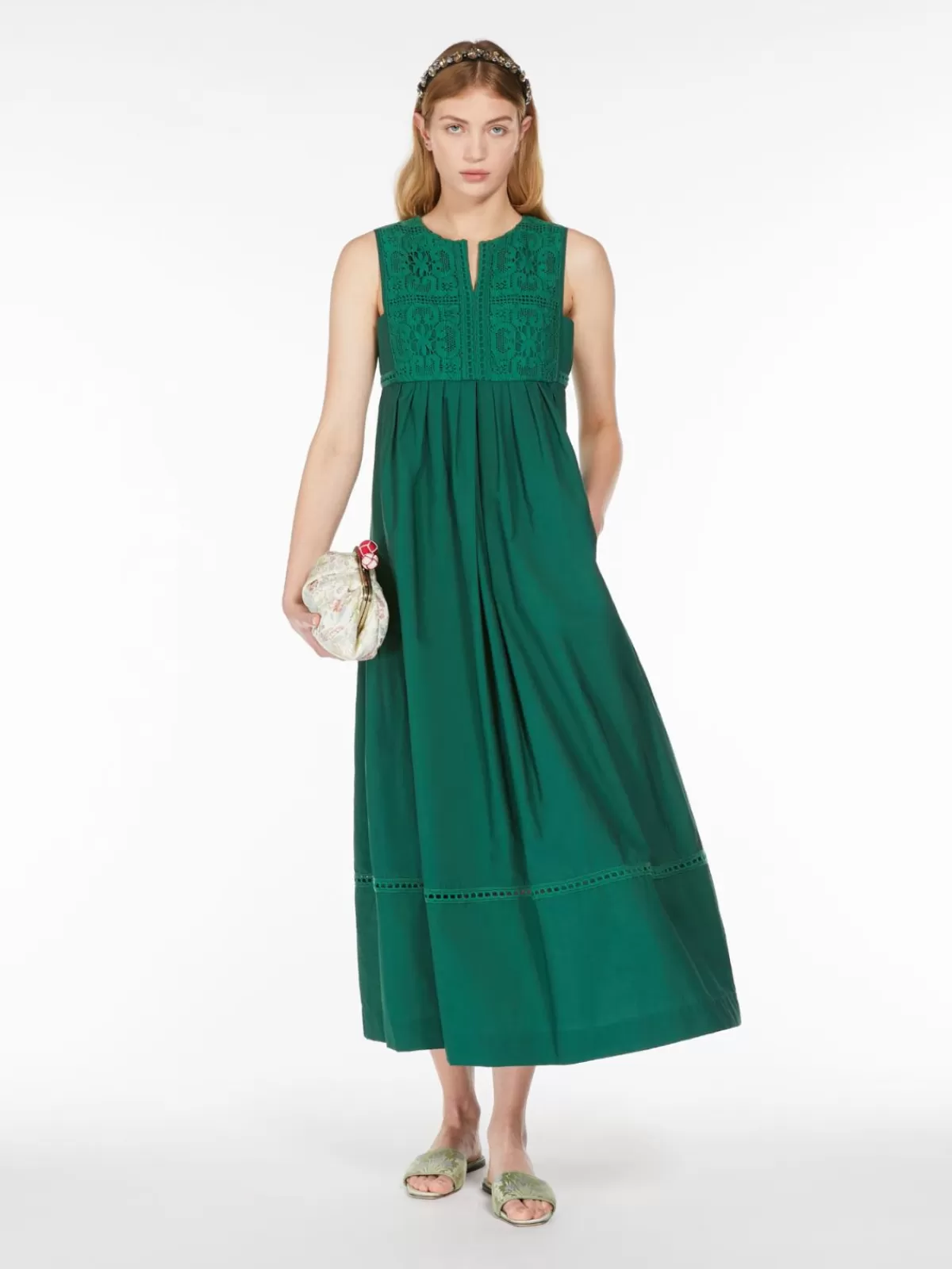 Dresses*Max Mara Sleeveless cotton-blend dress GREEN