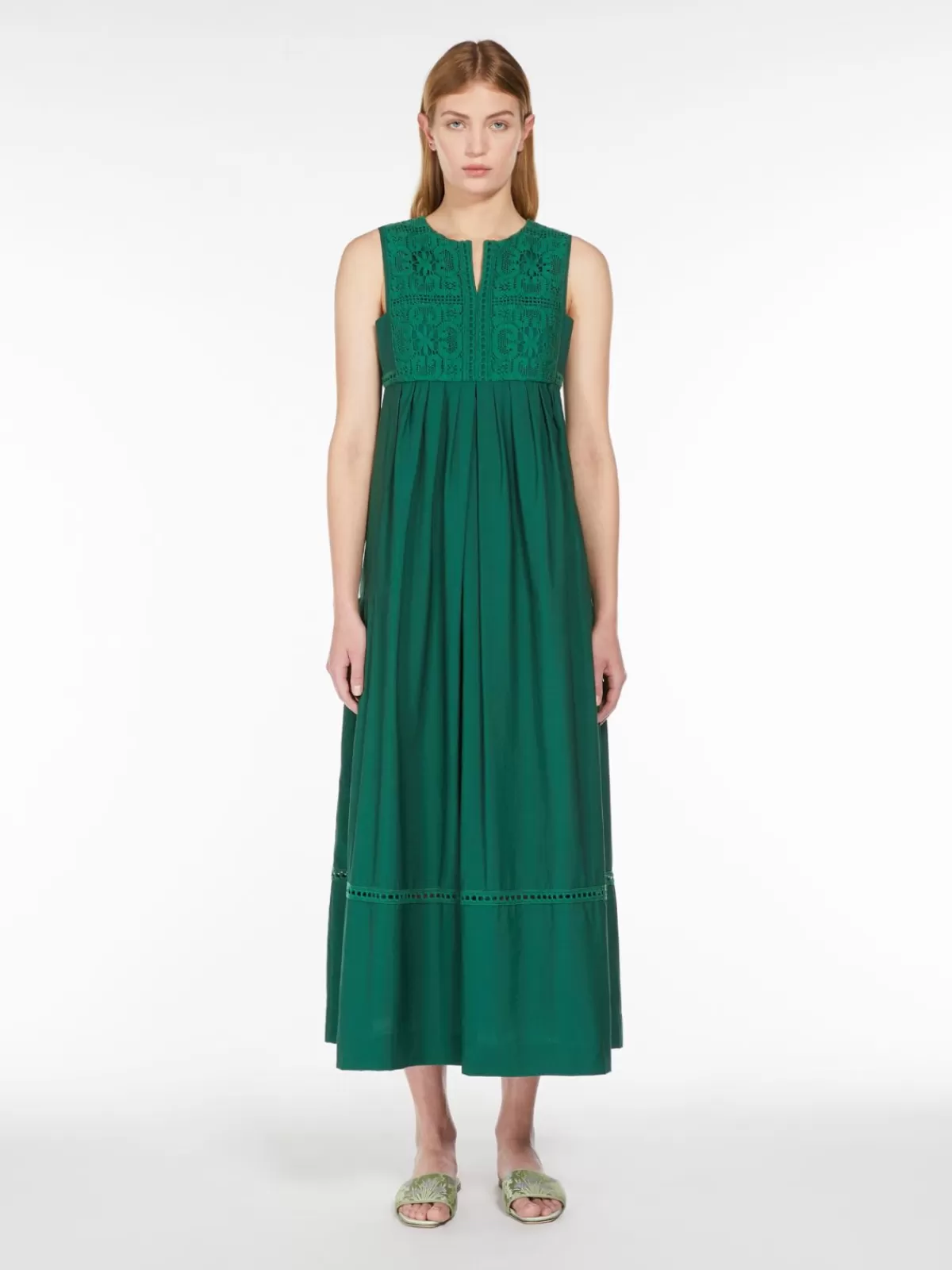 Dresses*Max Mara Sleeveless cotton-blend dress GREEN