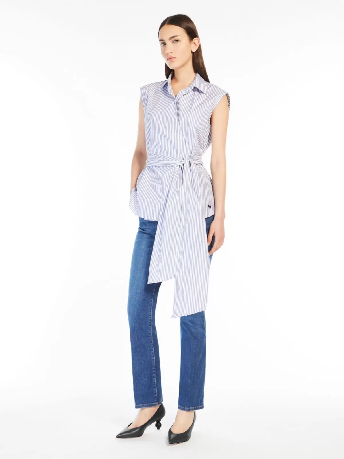 Blouses*Max Mara Sleeveless poplin shirt NAVY