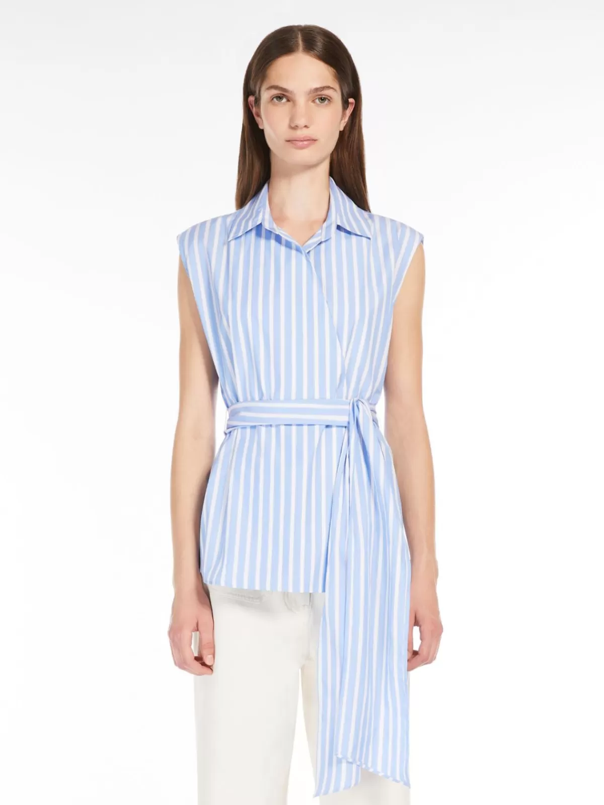 Blouses*Max Mara Sleeveless poplin shirt LIGHTBLUE