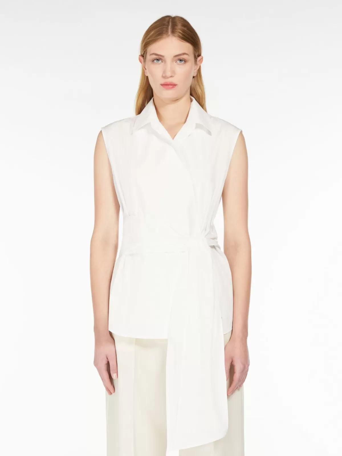 Blouses*Max Mara Sleeveless poplin shirt OPTICALWHITE