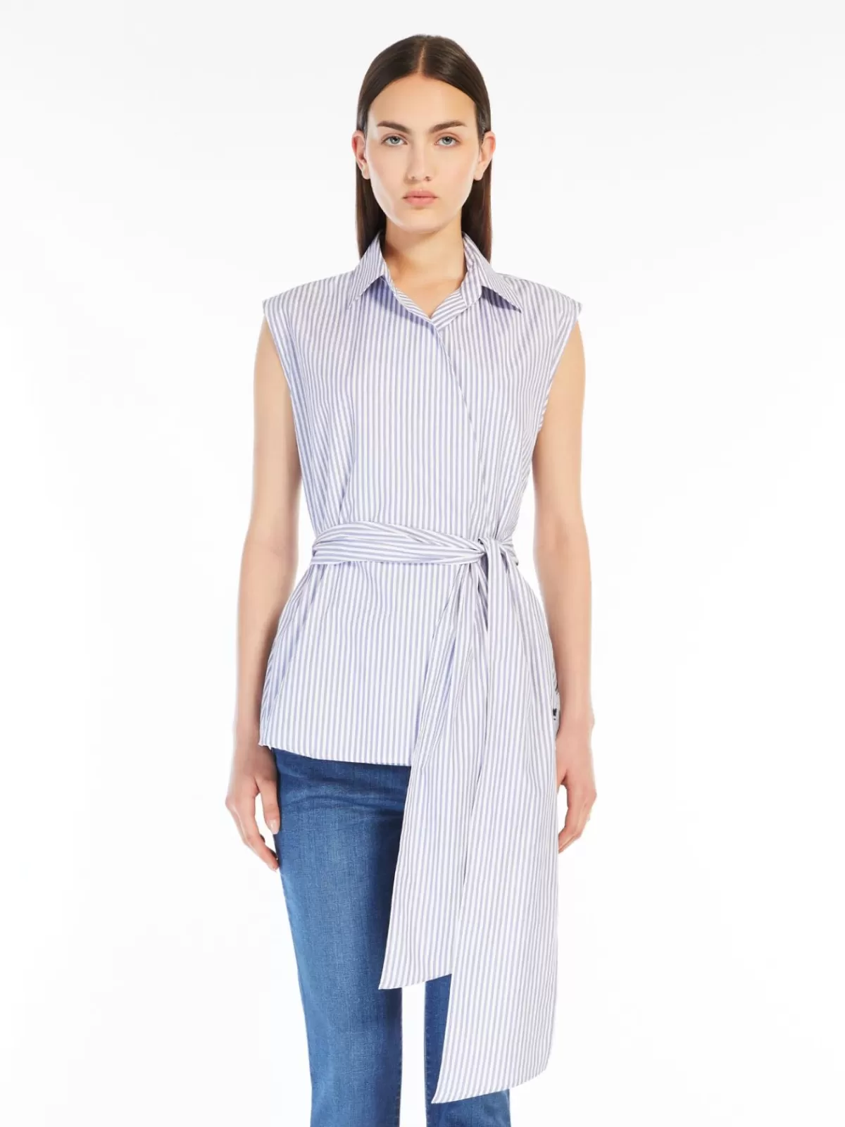 Blouses*Max Mara Sleeveless poplin shirt NAVY