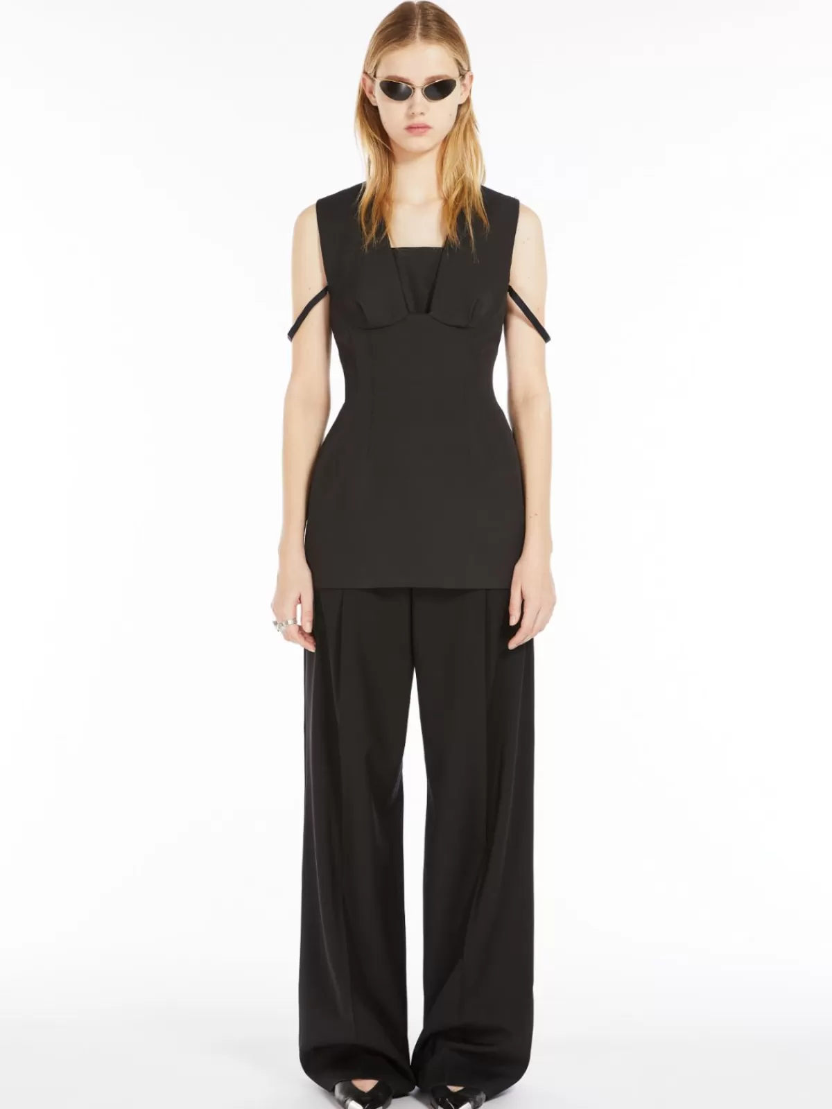 Blouses*Max Mara Sleeveless top with corset detail BLACK