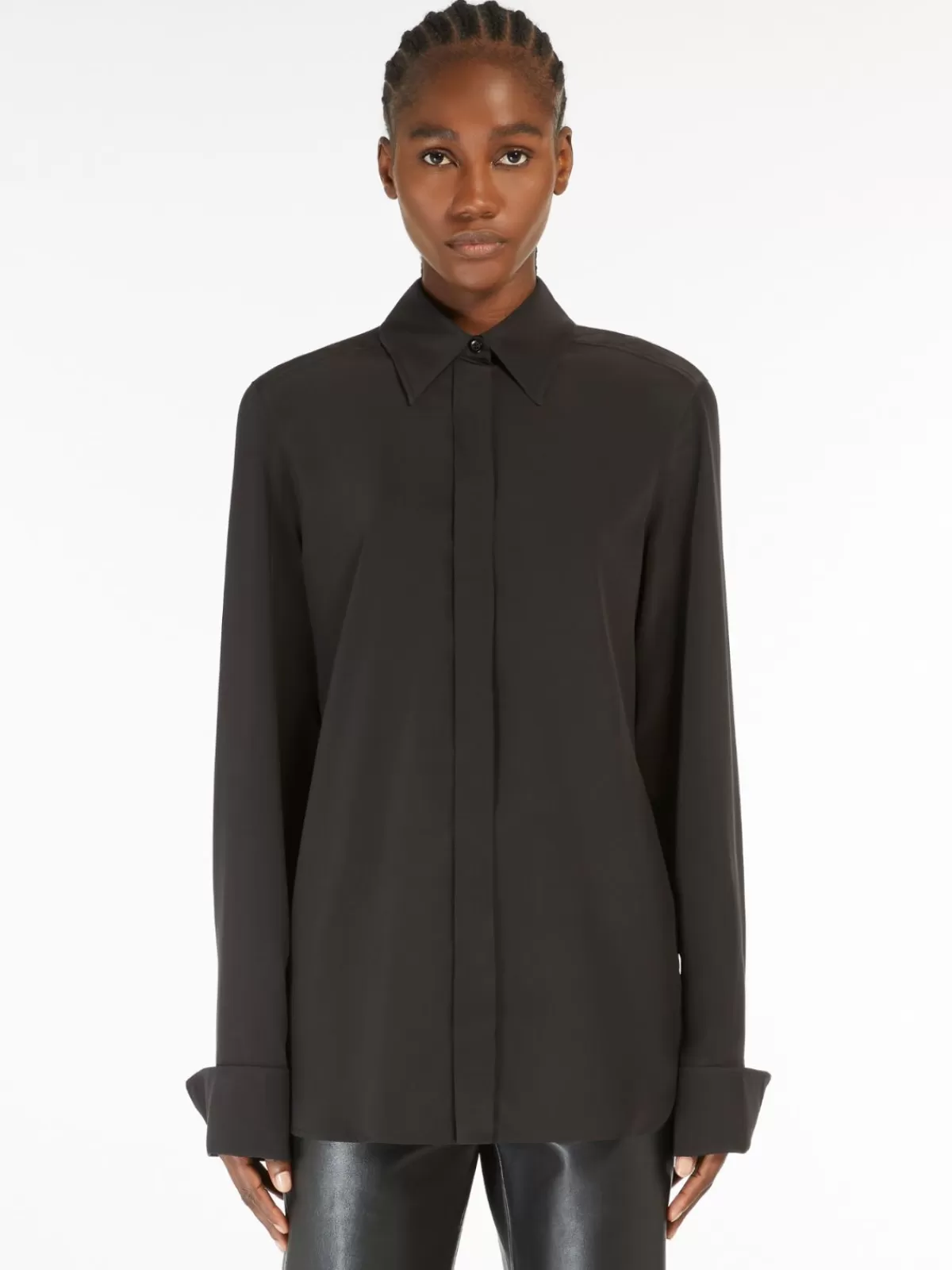 Blouses*Max Mara Slim-fit silk shirt BLACK