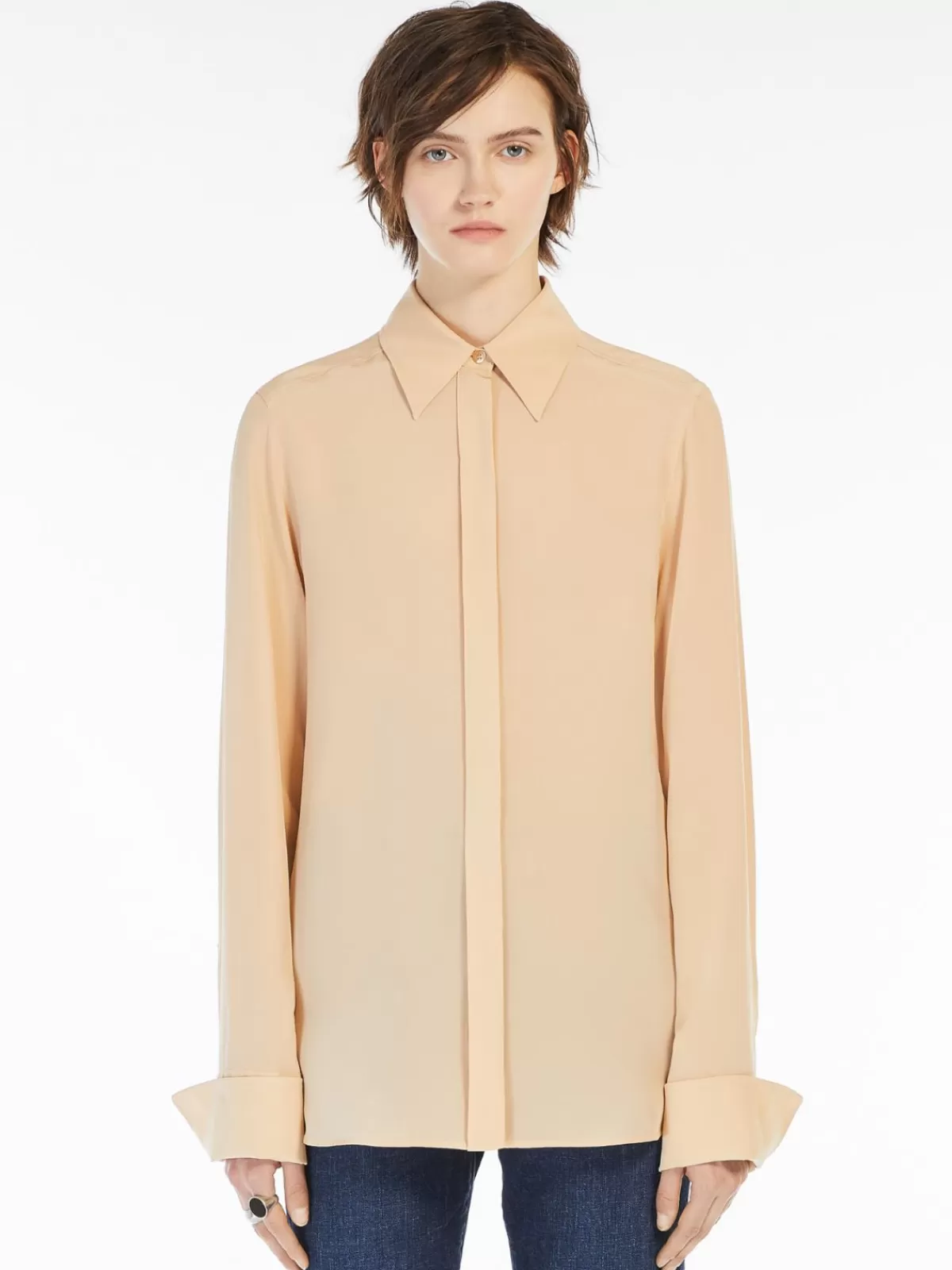 Blouses*Max Mara Slim-fit silk shirt NUDO