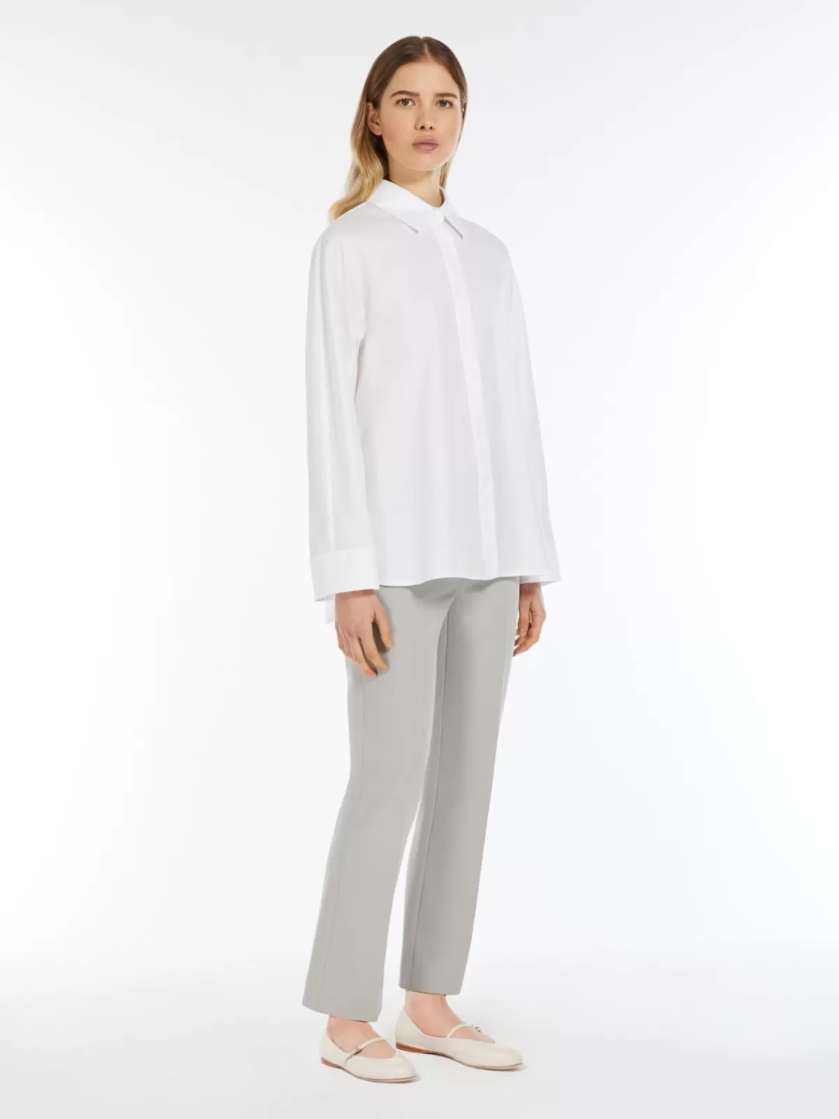 Trousers And Jeans*Max Mara Slim-fit stretch cotton and viscose trousers LIGHTGREY