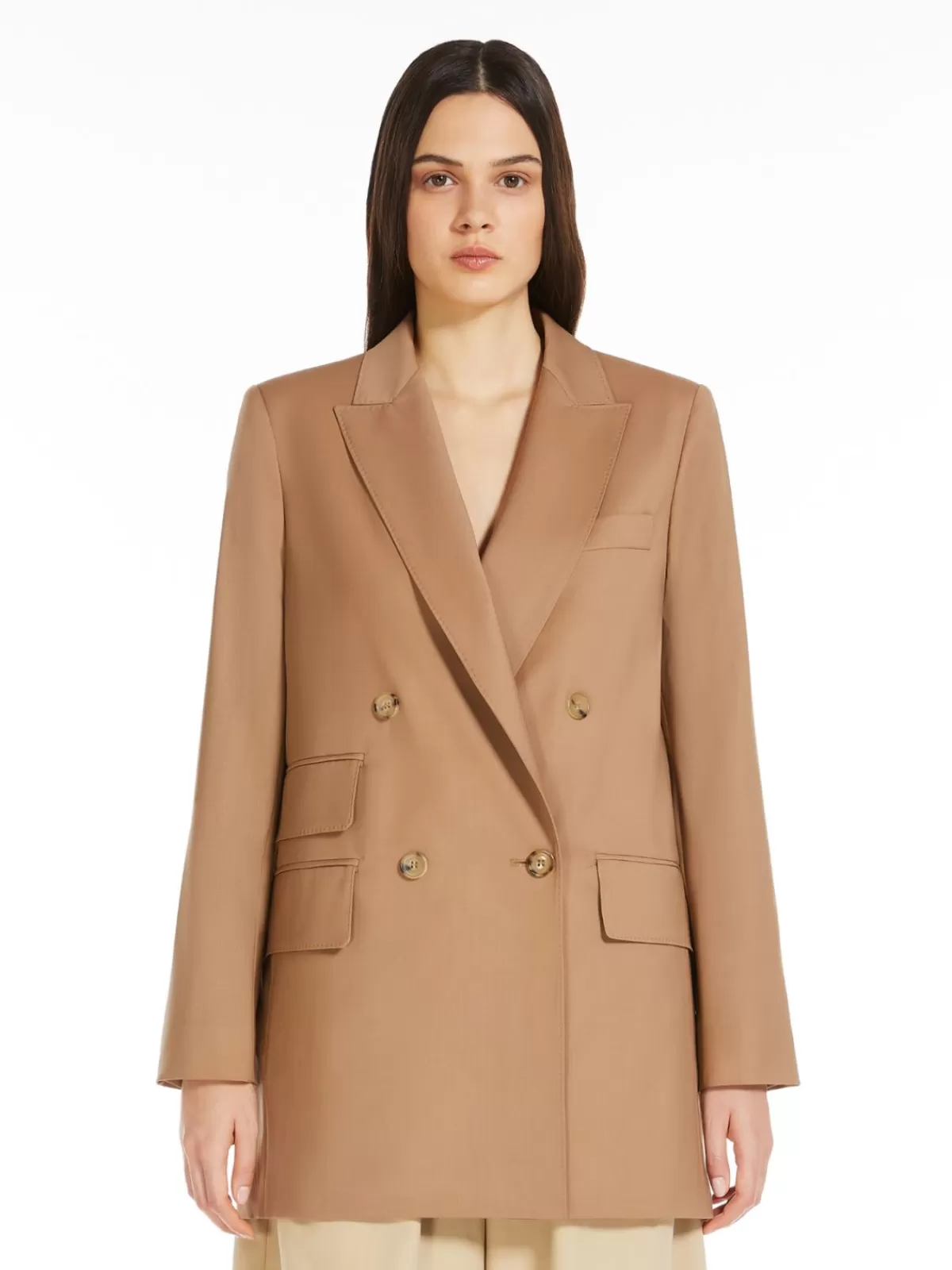 Jackets And Blazers | Suit*Max Mara Straight wool canvas blazer CAMEL