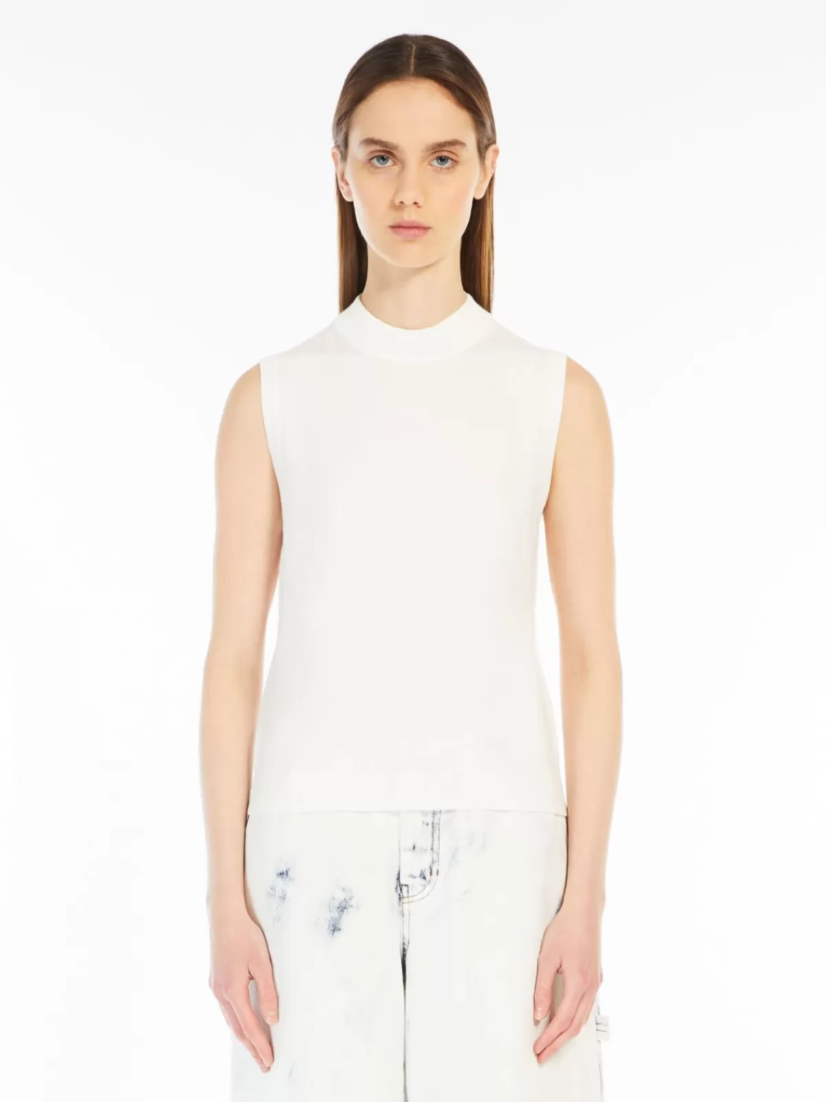 Knitwear*Max Mara Stretch viscose top WHITE