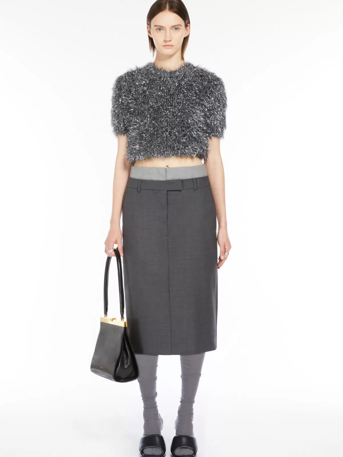 Skirts*Max Mara Stretch wool midi skirt DARKGREY