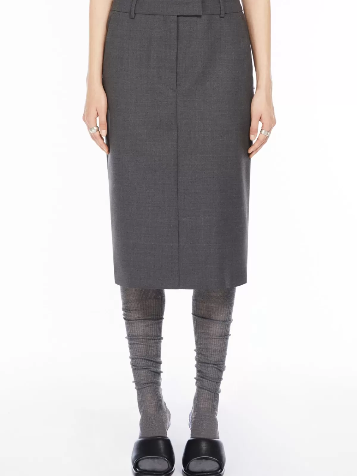 Skirts*Max Mara Stretch wool midi skirt DARKGREY