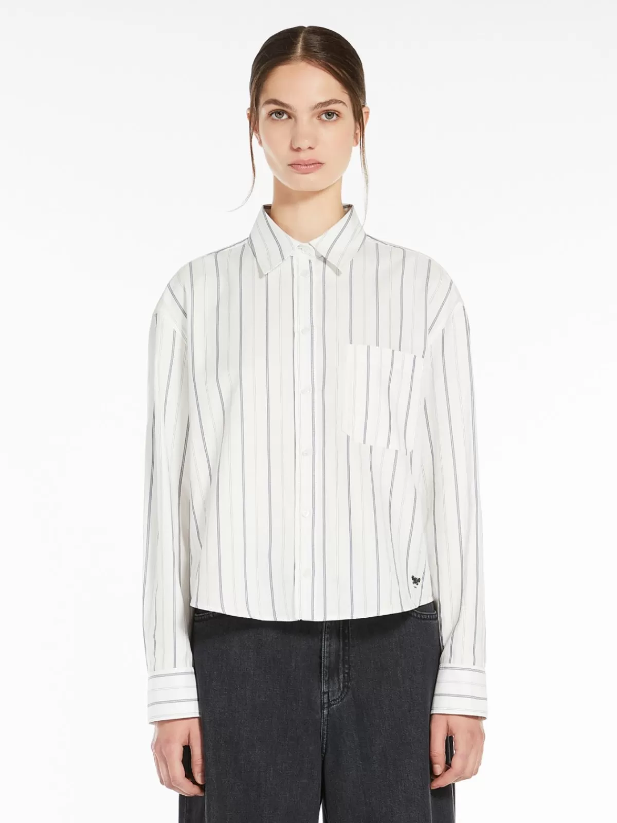 Blouses*Max Mara Striped cotton Oxford shirt NAVY