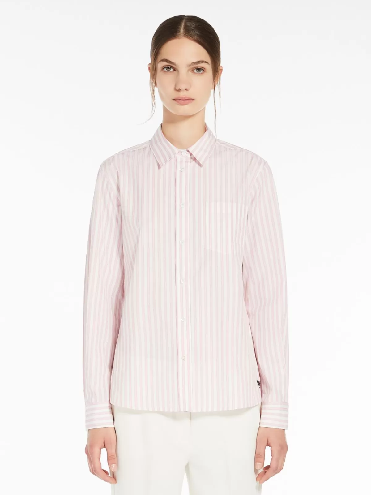 Blouses*Max Mara Striped cotton-poplin shirt PINK