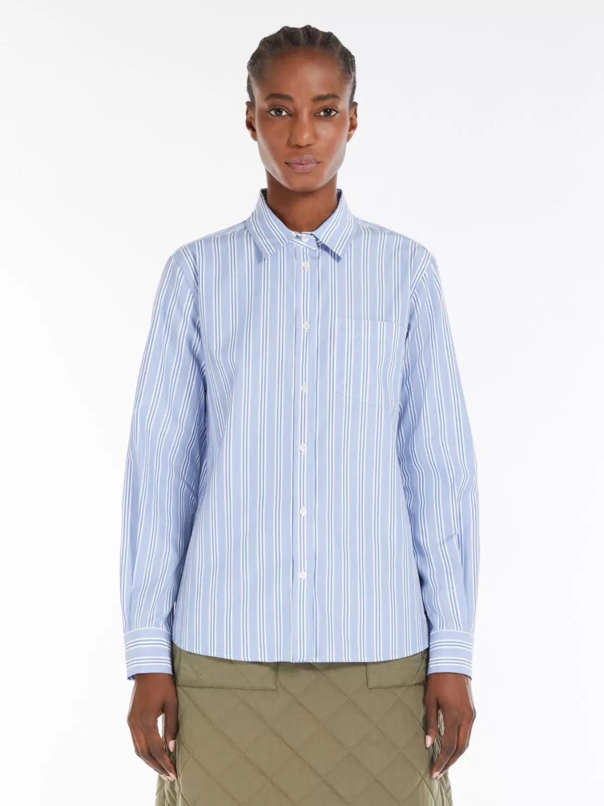 Blouses*Max Mara Striped cotton-poplin shirt LIGHTBLUE