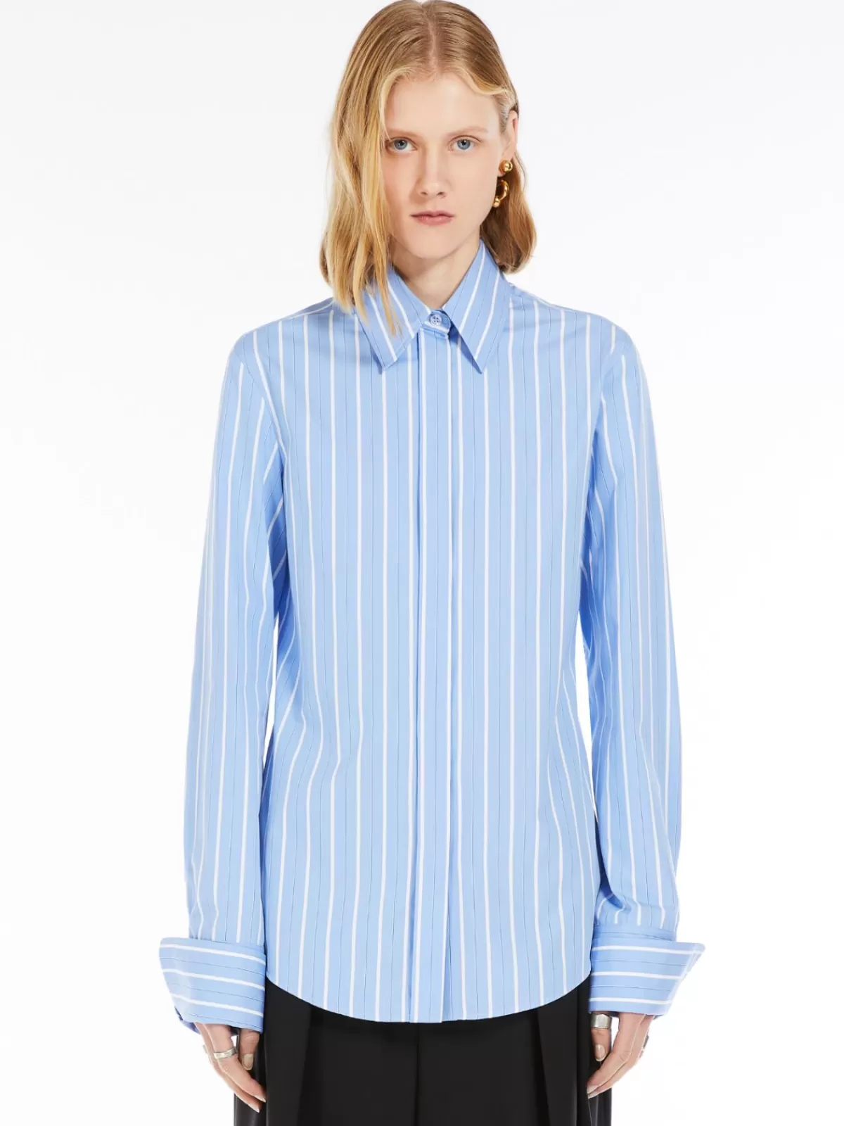 Blouses*Max Mara Striped poplin shirt LIGHTBLUE