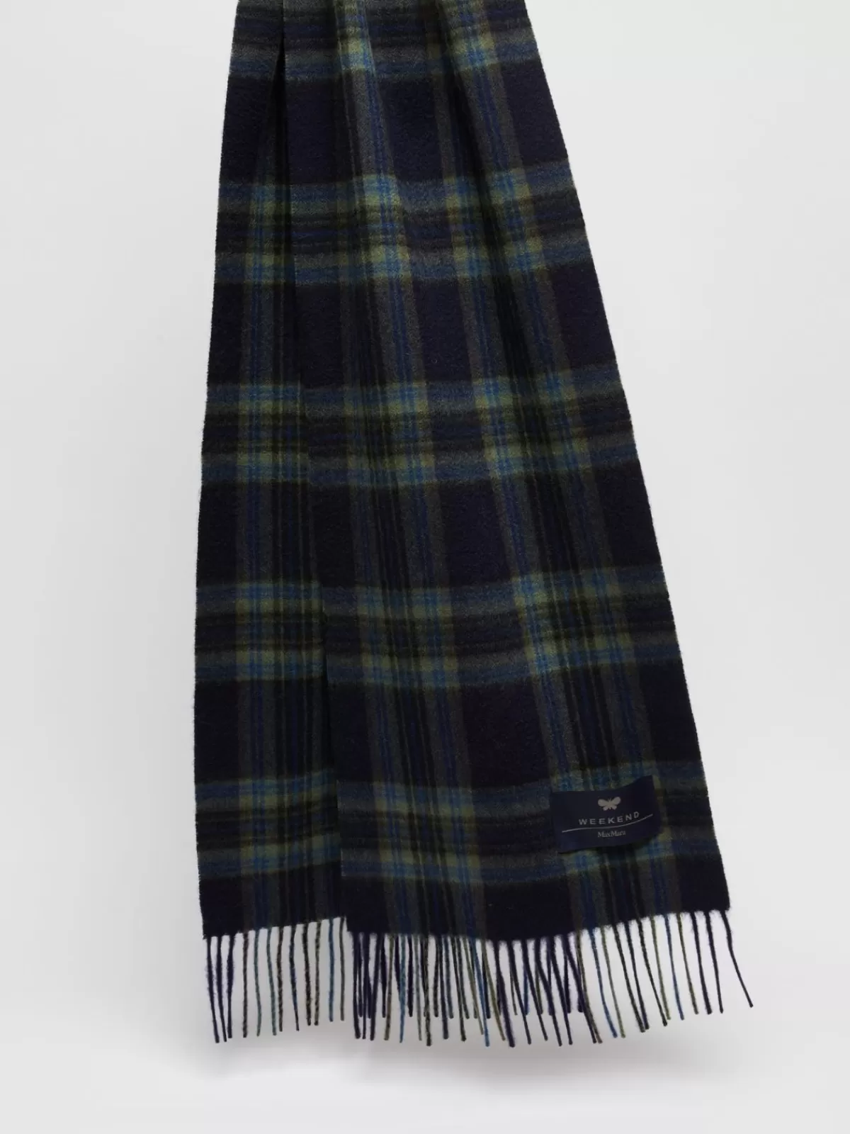 Scarves And Foulards*Max Mara Tartan cashmere scarf MIDNIGHTBLUE