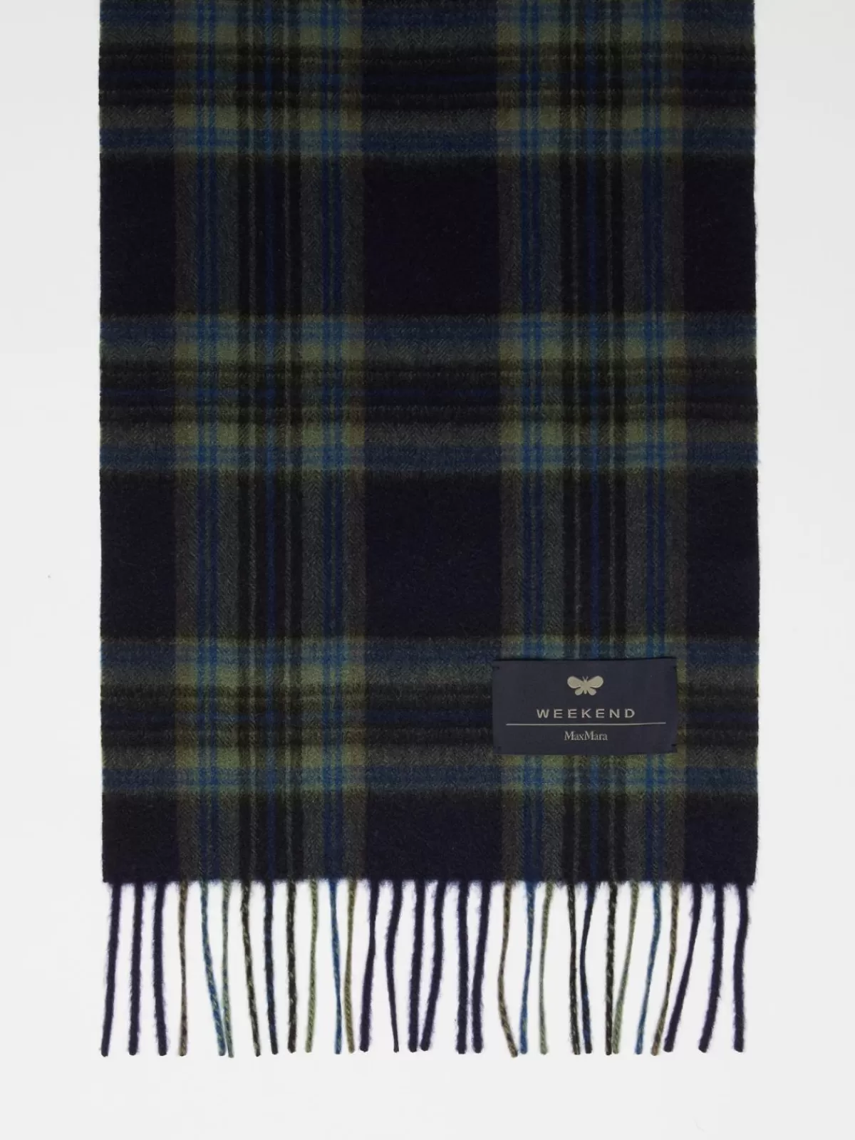 Scarves And Foulards*Max Mara Tartan cashmere scarf MIDNIGHTBLUE