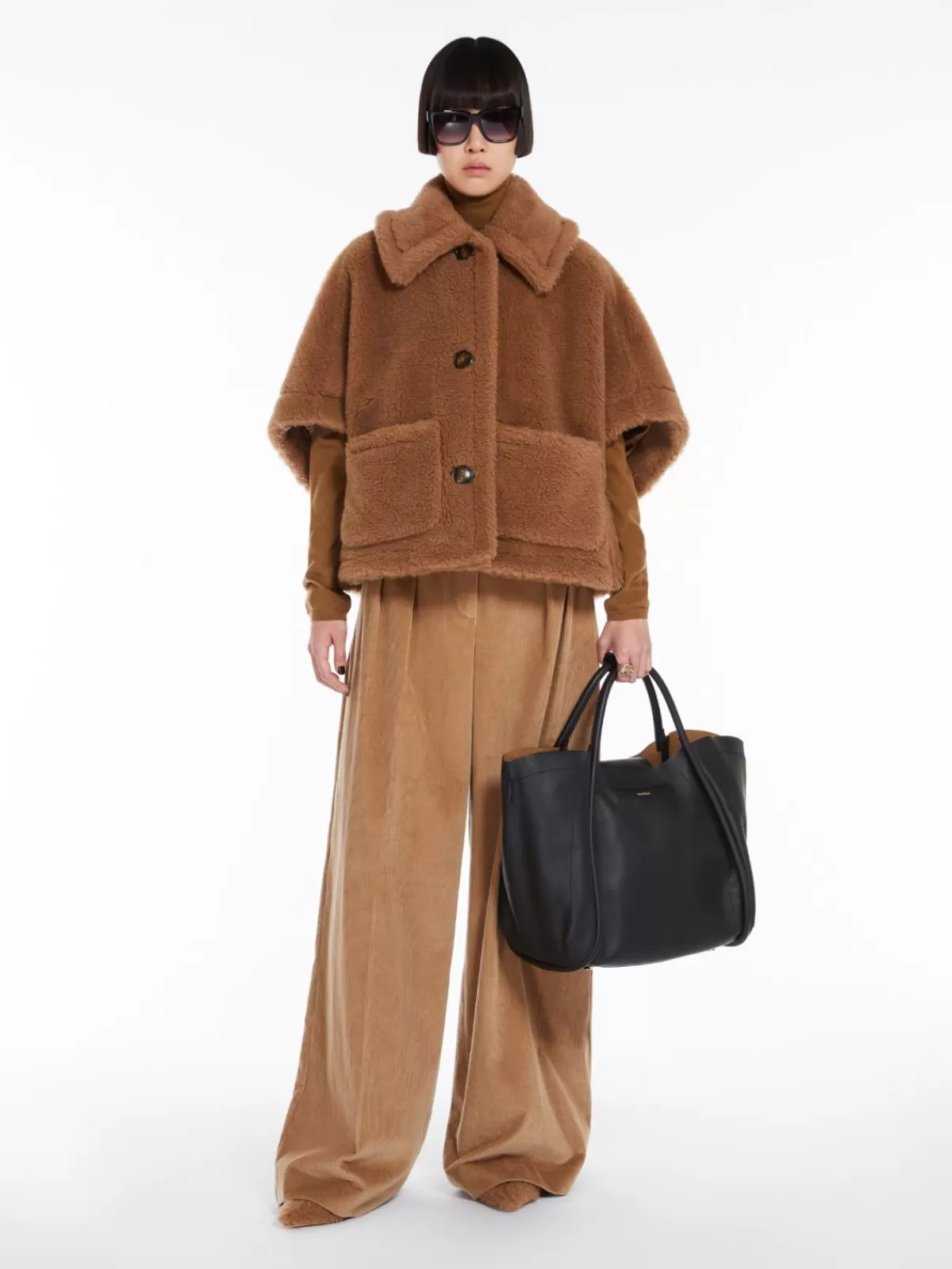 Capes*Max Mara Teddy fabric boxy cape CAMEL