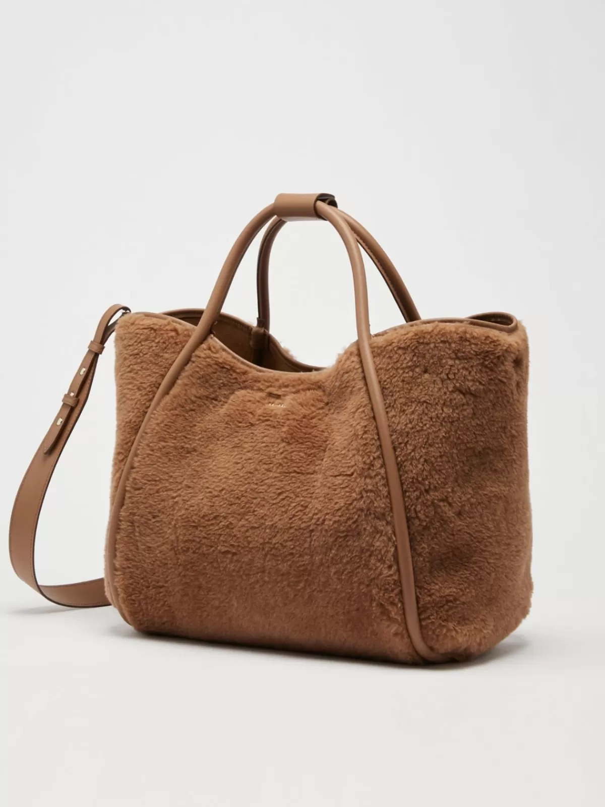 Marine Bag*Max Mara Teddy fabric Medium Marine Bag CAMEL