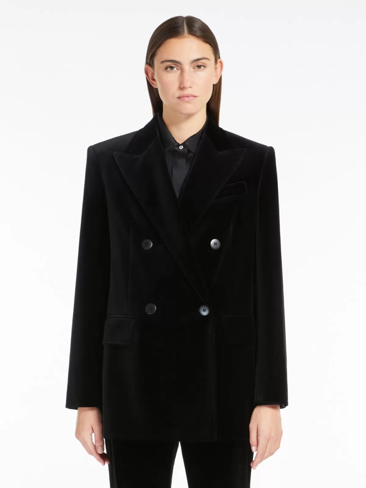 Jackets And Blazers | Suit*Max Mara Velvet tuxedo blazer BLACK