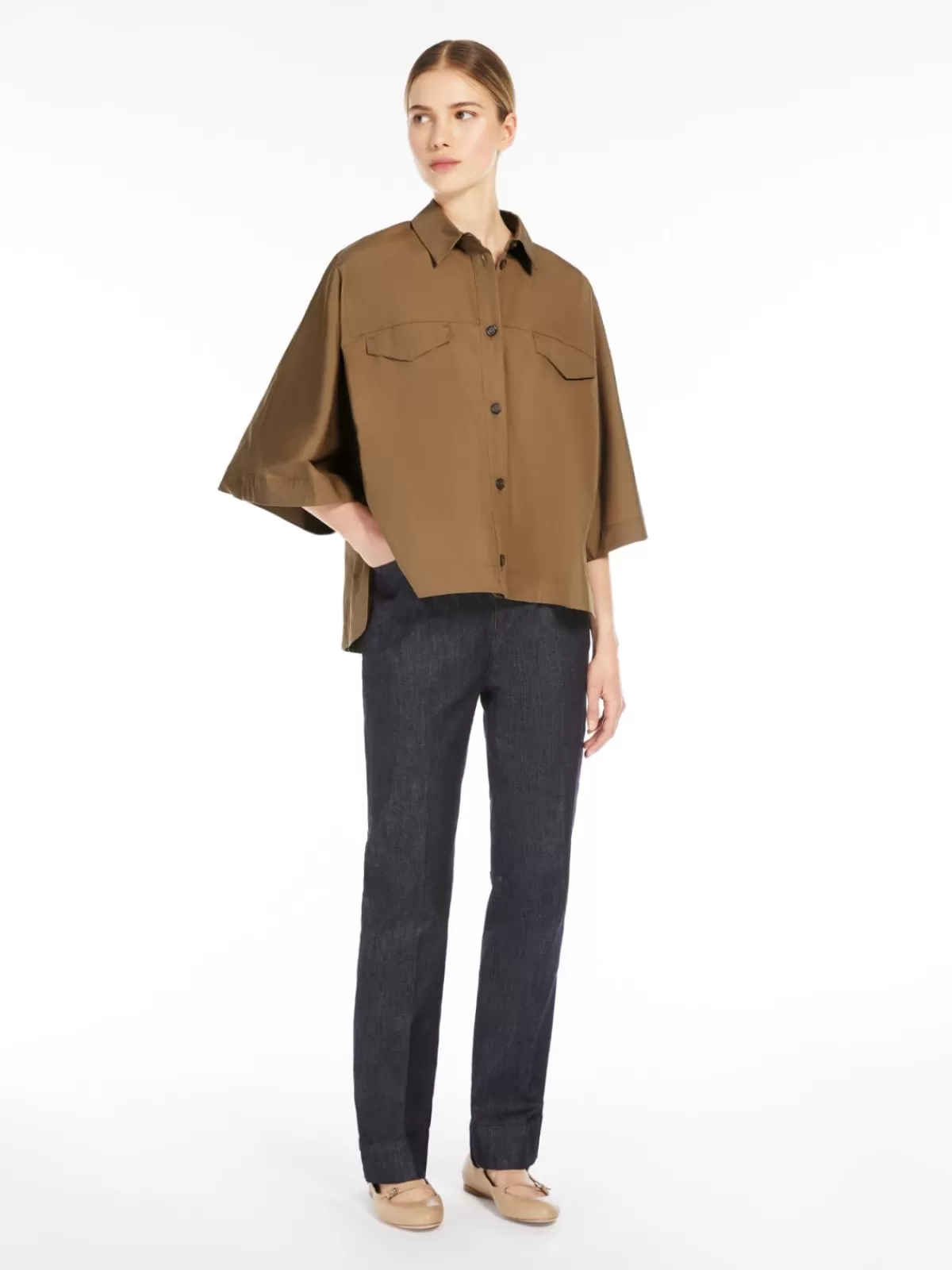 Blouses*Max Mara Washed cotton shirt CAMEL