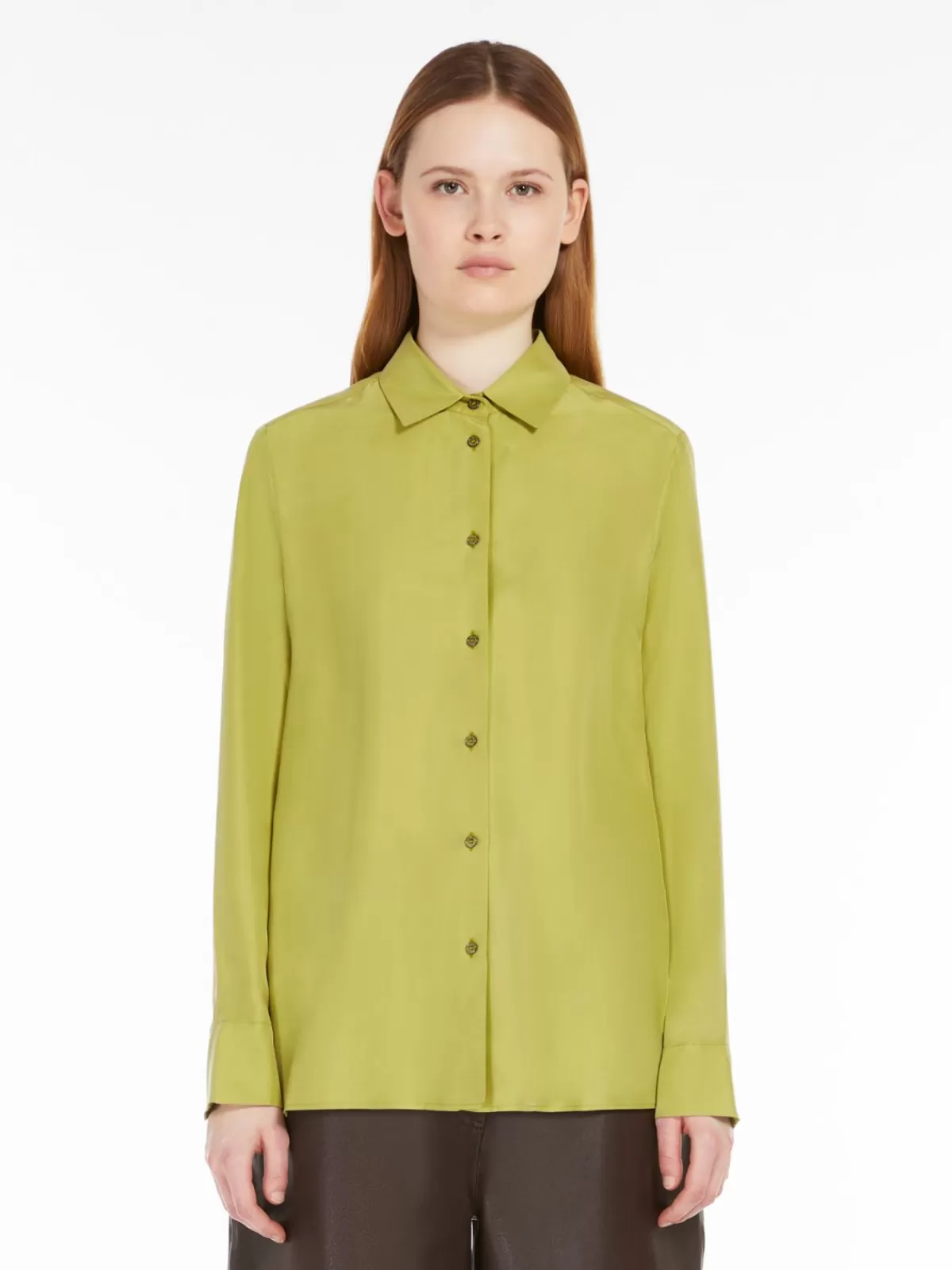 Blouses*Max Mara Washed silk shirt GREEN