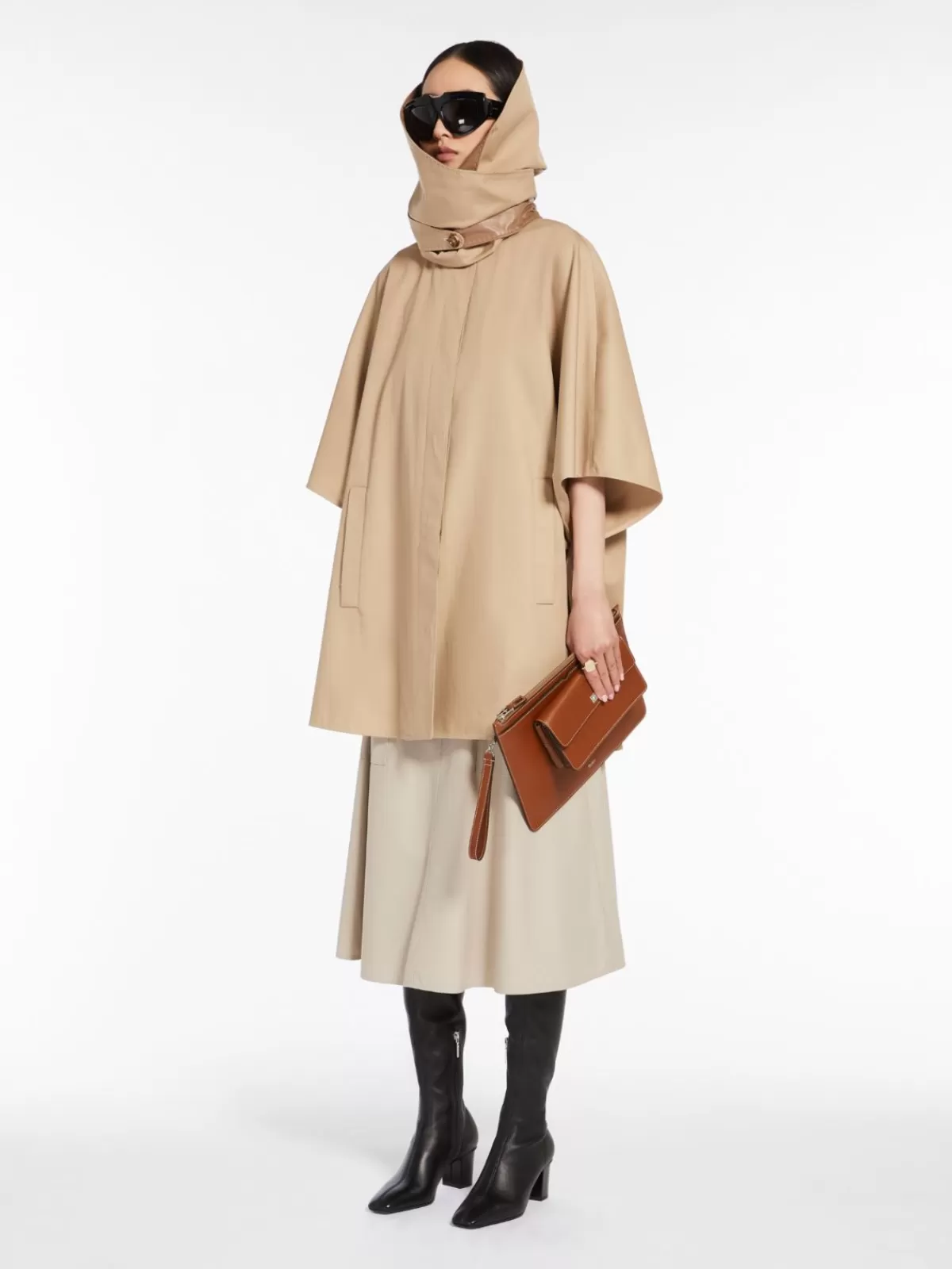 Capes*Max Mara Water-repellent cotton cape COLONIAL