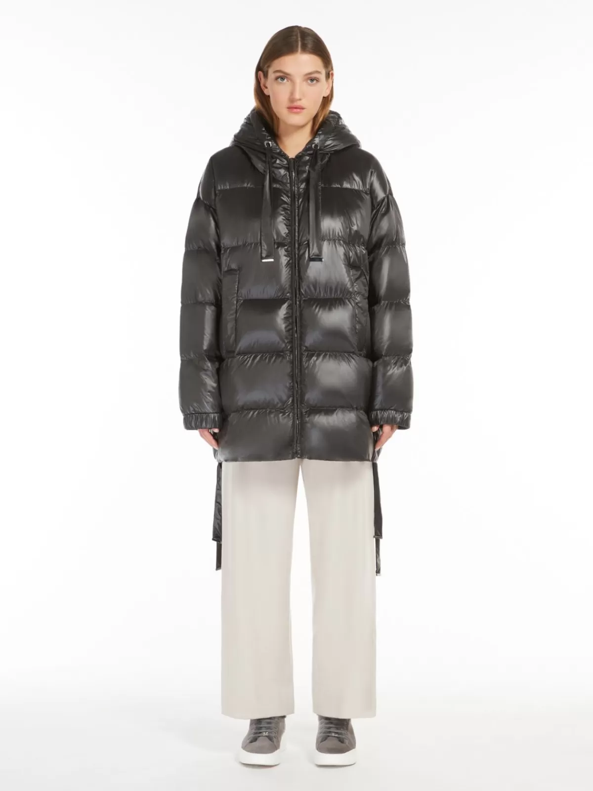 Padded Coats*Max Mara Water-repellent fabric midi down jacket DARKGREY