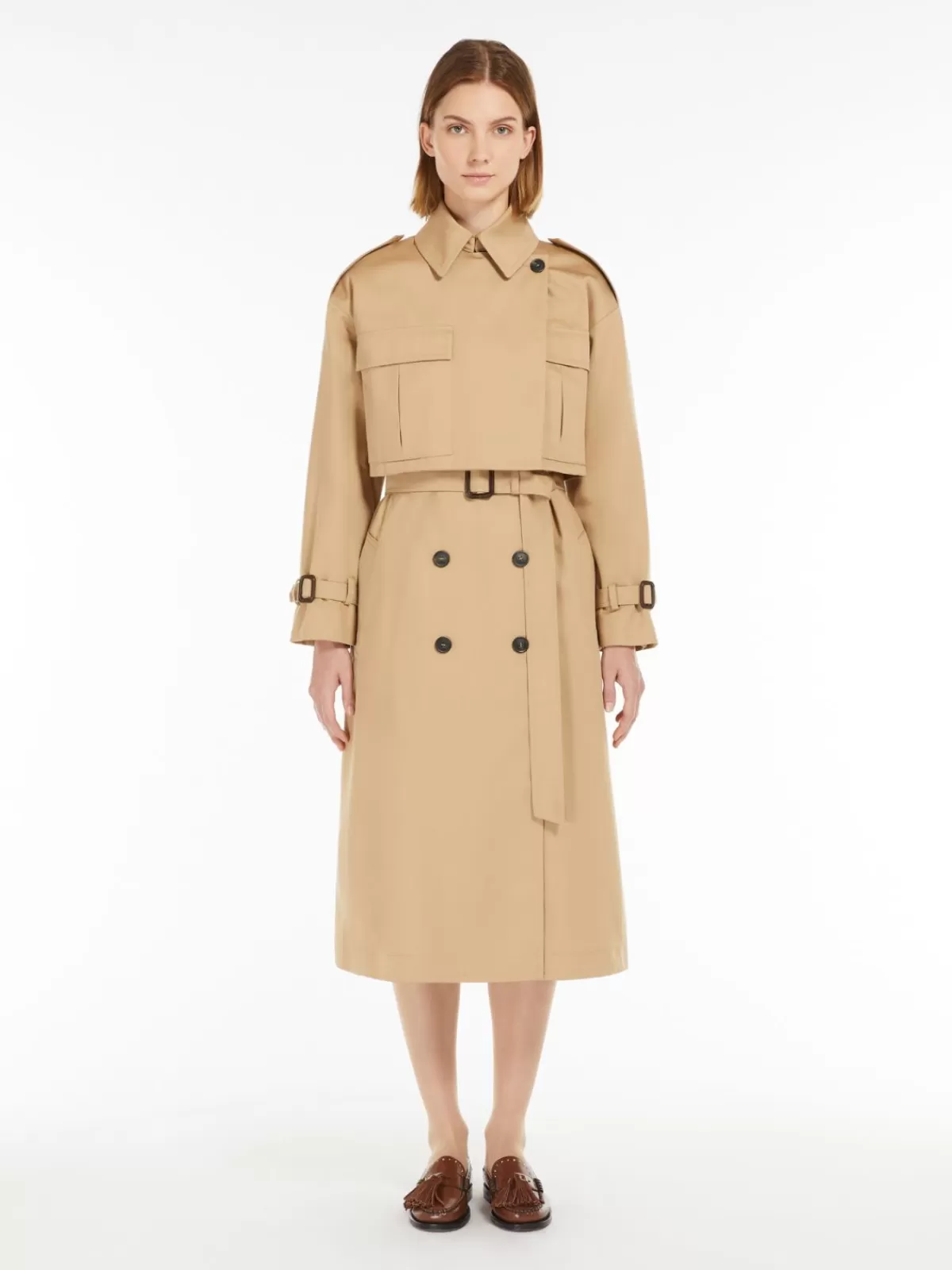 Jackets And Blazers*Max Mara Water-repellent gabardine trench coat set BEIGE