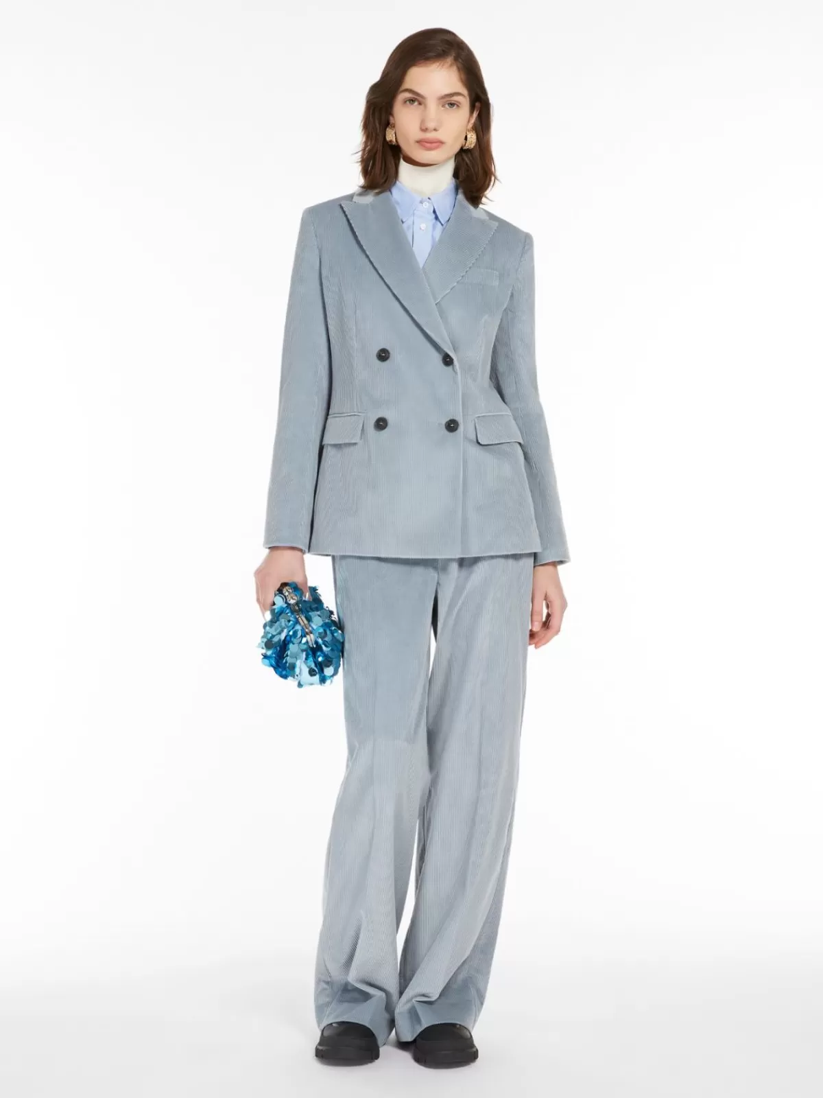 Trousers And Jeans | Suit*Max Mara Wide-leg velvet trousers SKYBLUE