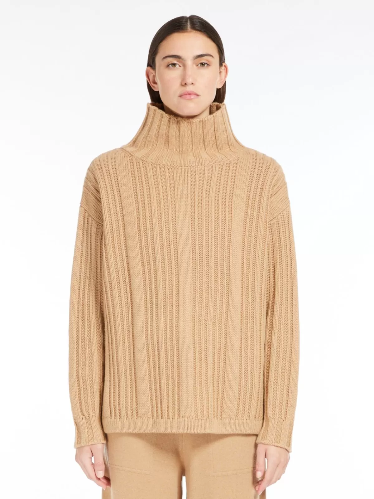 Knitwear*Max Mara Wool and cashmere polo-neck jumper CAMEL