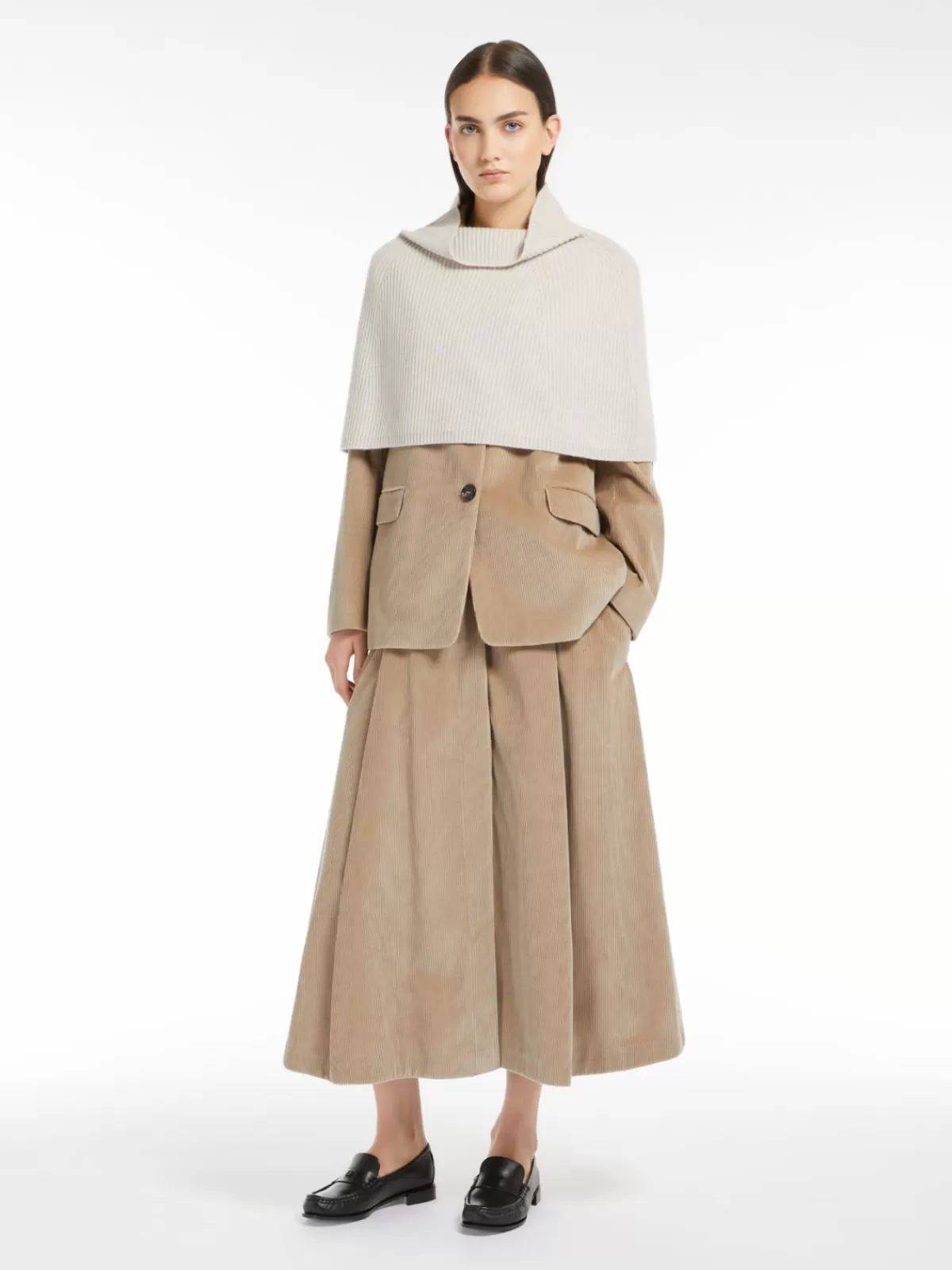 Capes*Max Mara Wool and cashmere ribbed cape ECRU