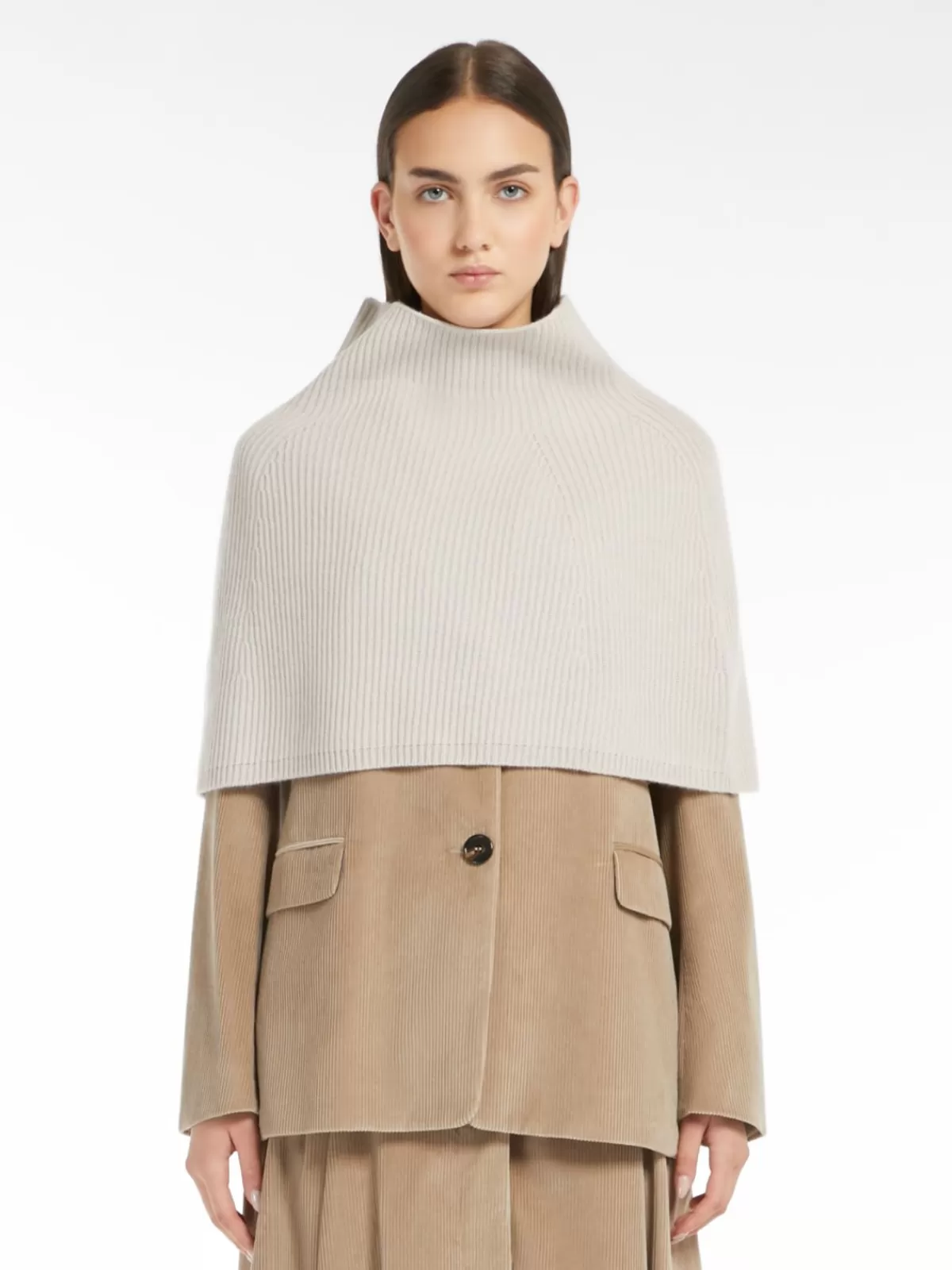 Capes*Max Mara Wool and cashmere ribbed cape ECRU