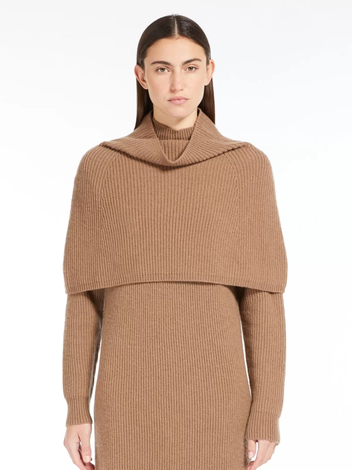 Capes*Max Mara Wool and cashmere ribbed cape CAMEL