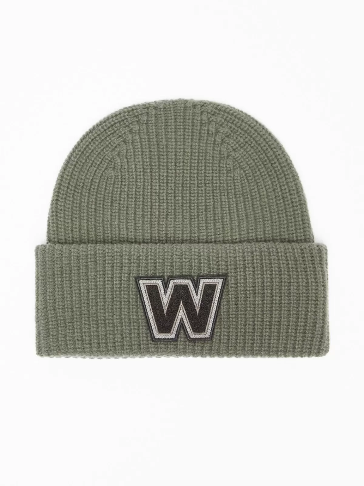 Hats*Max Mara Wool logo beanie hat MOSSGREEN