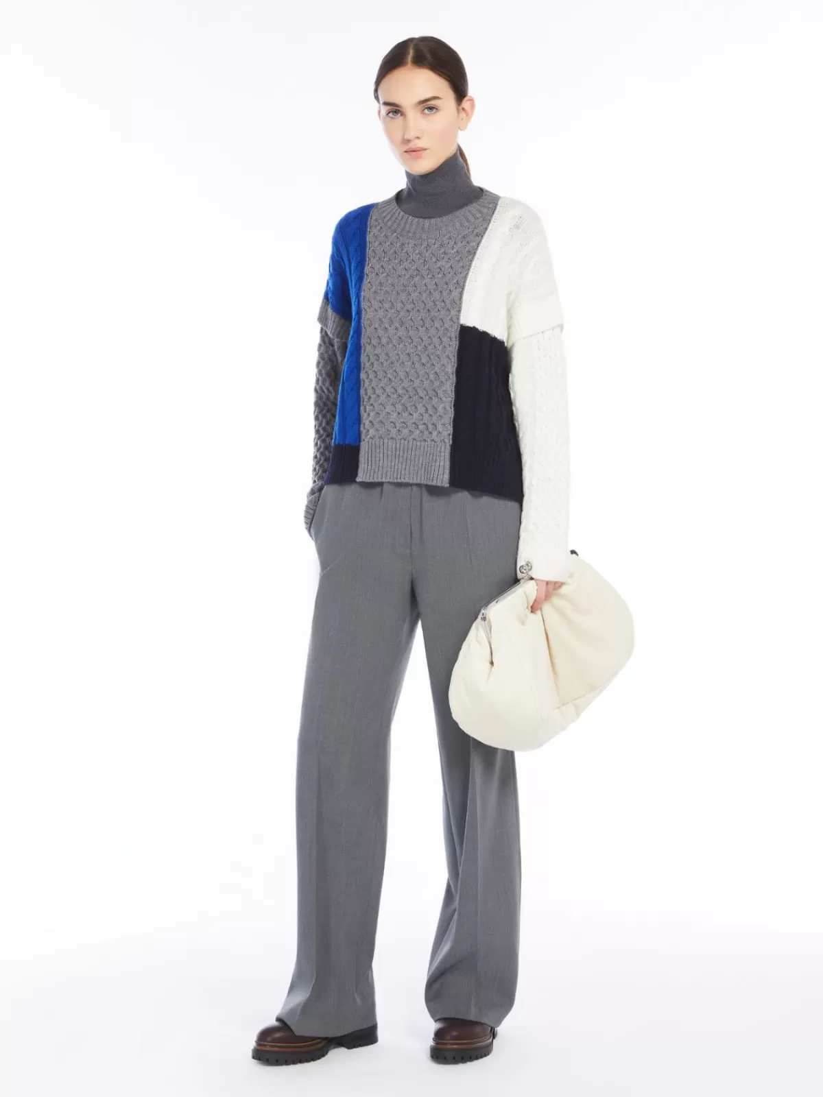 Knitwear*Max Mara Wool patchwork sweater CORNFLOWERBLUE