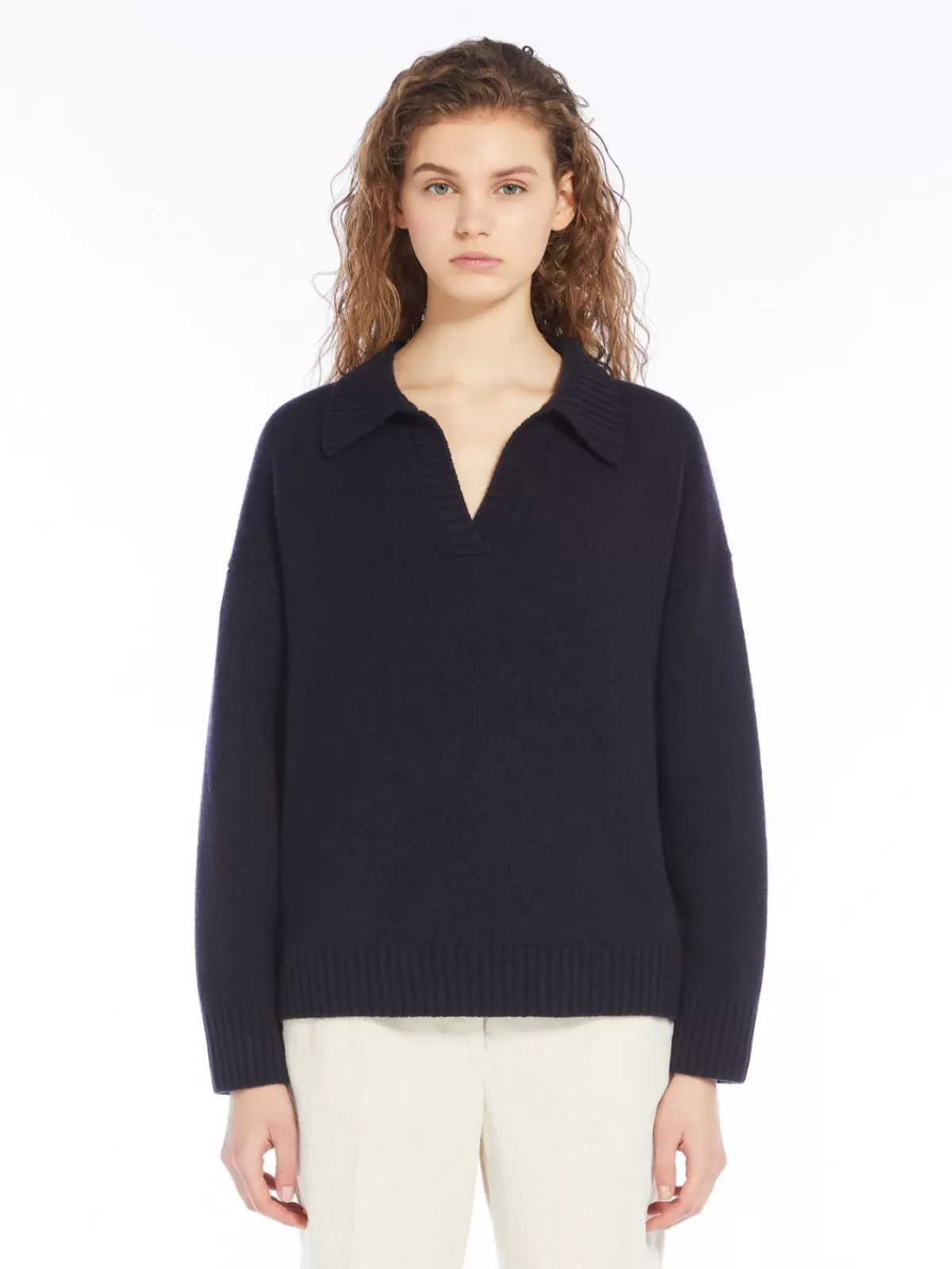 Knitwear*Max Mara Wool polo shirt NAVY